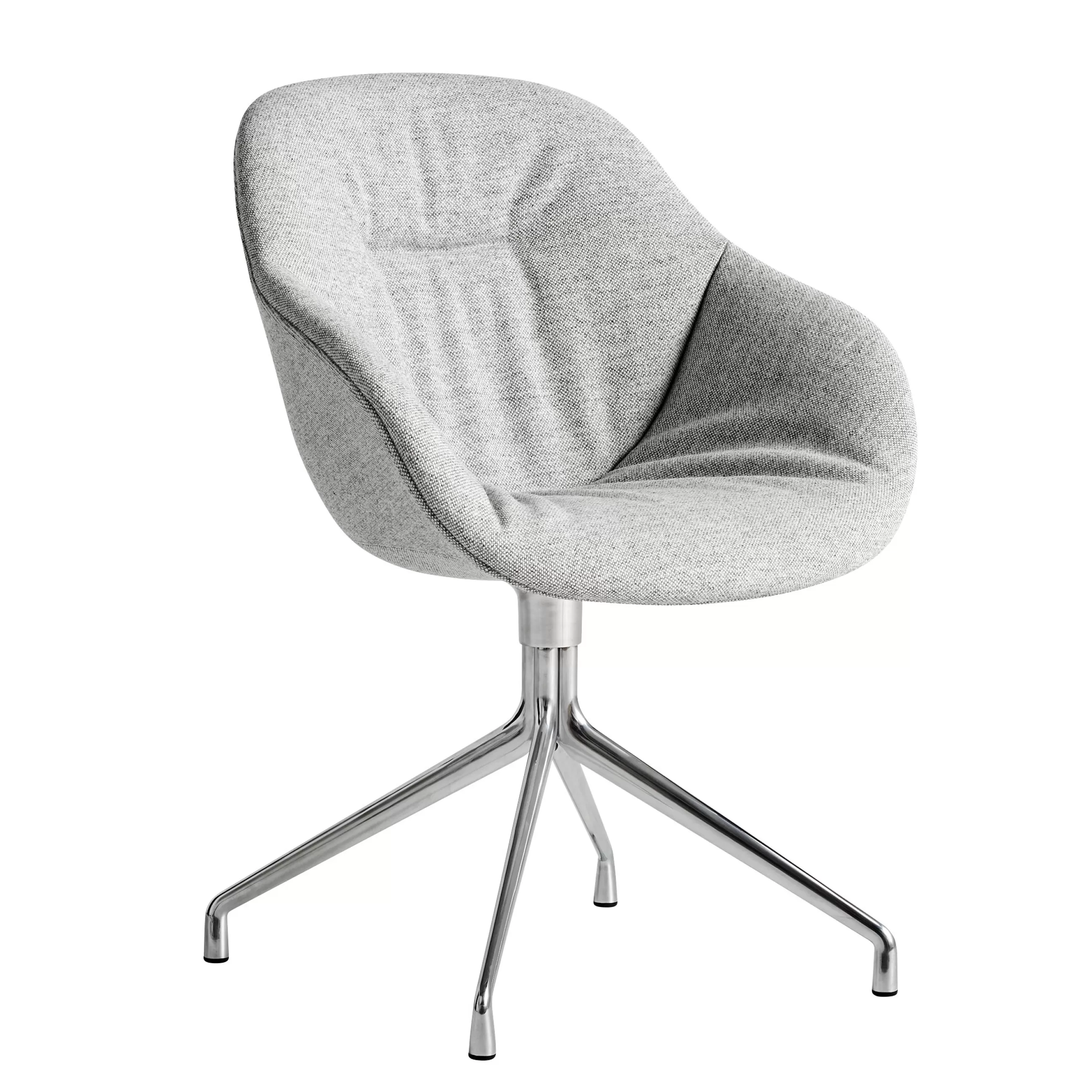 Fauteuils De Bureau>Hay Fauteuil Pivotant About A Chair Aac121 Soft Tissu Gris / Dossier Haut - Tissu Integral Matelasse - Chrome - Gris