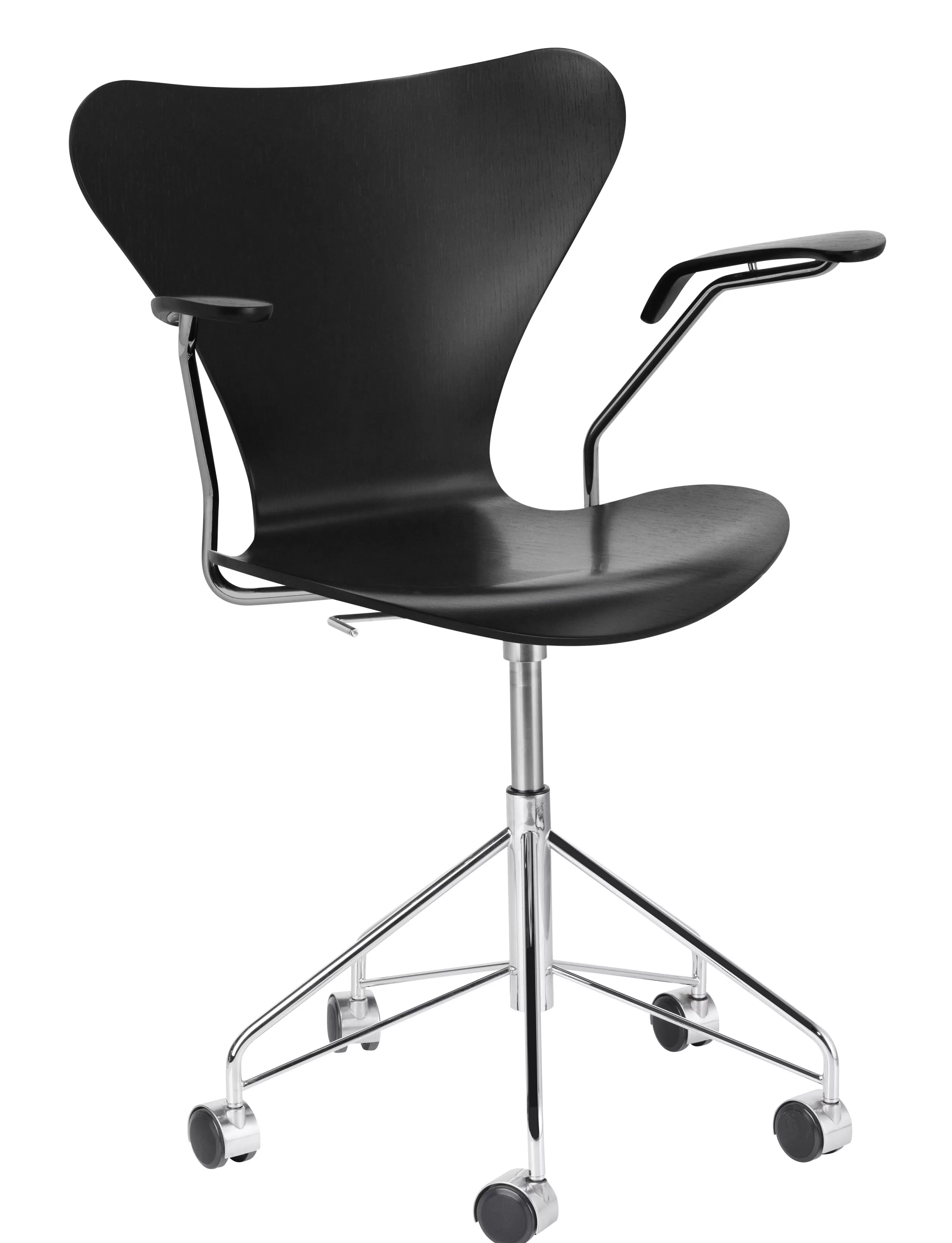 Fauteuils De Bureau>Fritz Hansen Fauteuil Pivotant Serie 7 Bois Noir / Frene Teinte - Chrome - Noir