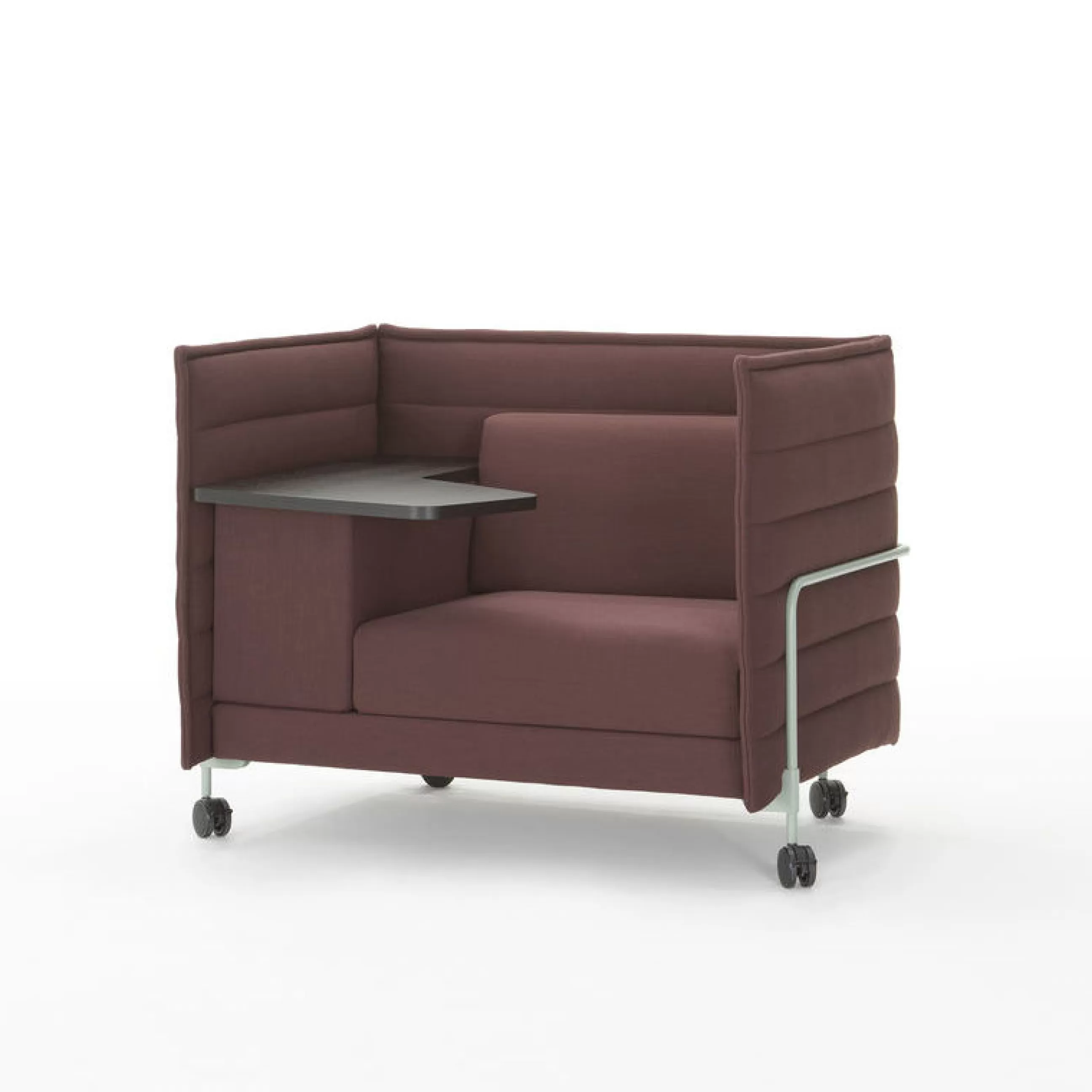 Fauteuils De Bureau>Vitra Fauteuil Rembourre Alcove Work Lowback Tissu Rouge / Sur Roulettes - Tablette Gauche - Noir - Rouge Fonce - Vert Menthe