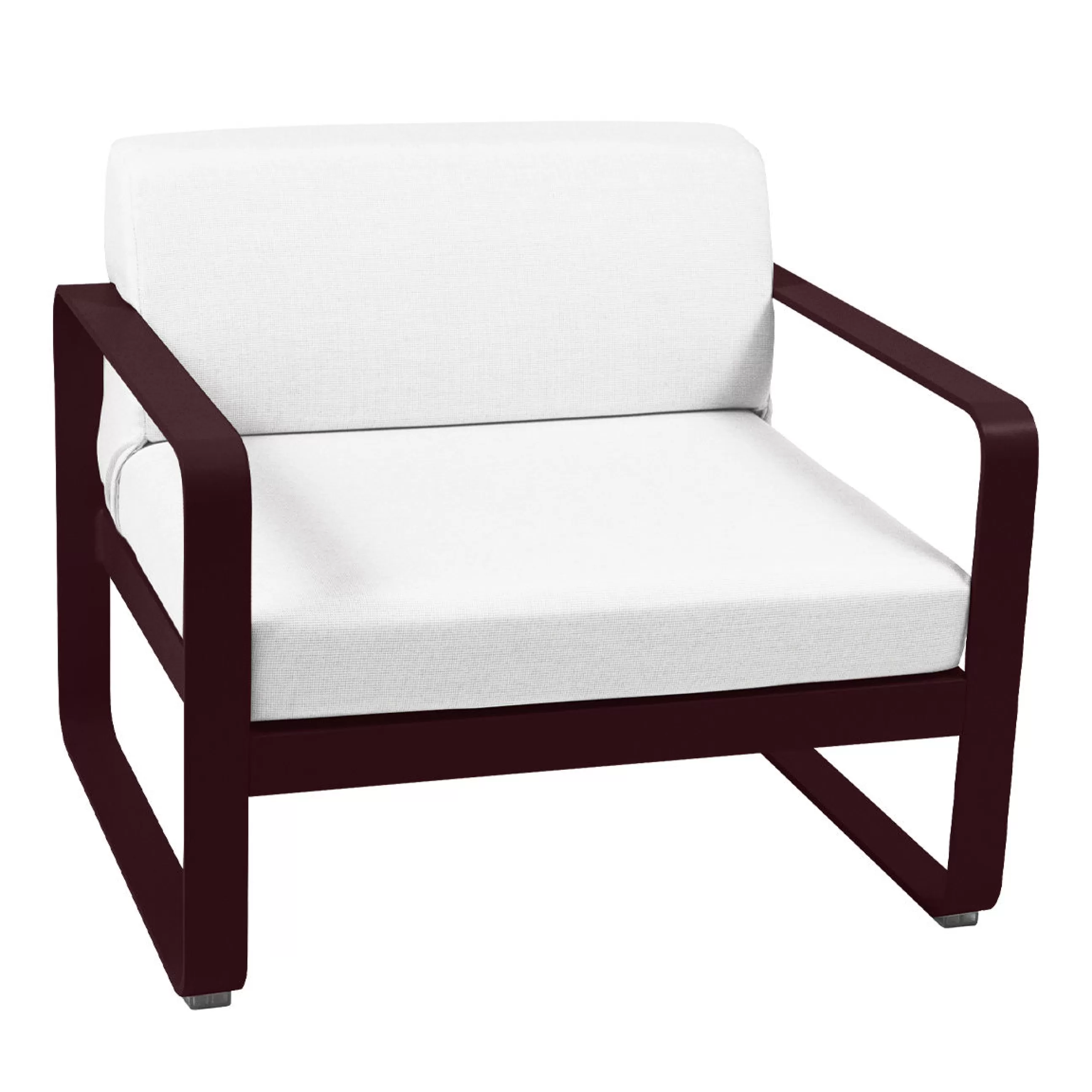 Fauteuils De Jardin>Fermob Fauteuil Rembourre Bellevie Lounge Metal Tissu Blanc Rouge / Tissu Blanc Grise - Blanc Grise - Cerise Noire