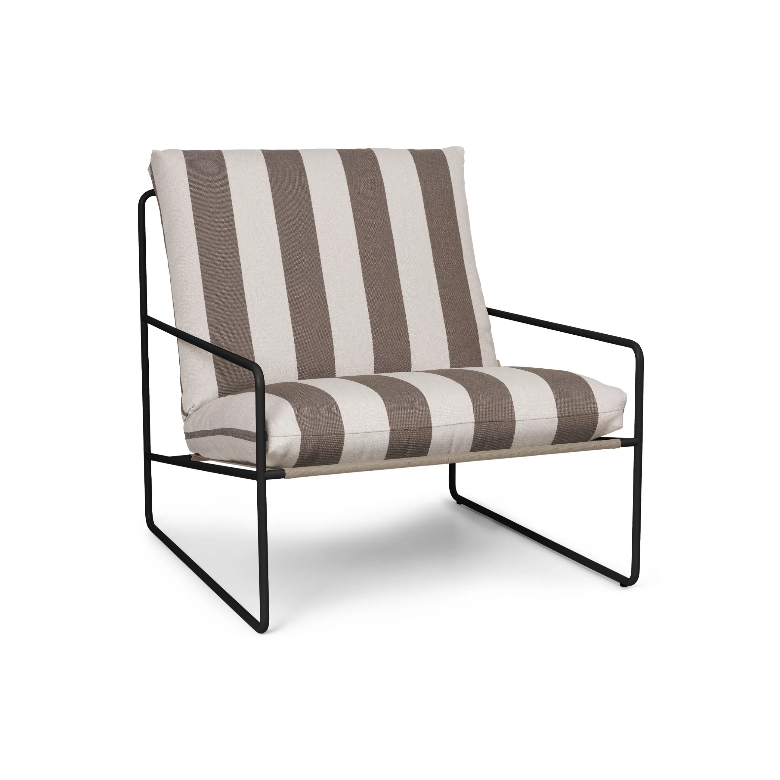 Fauteuils De Jardin>Ferm Living Fauteuil Rembourre Desert Stripe Tissu Marron - Noir - Raye Chocolat