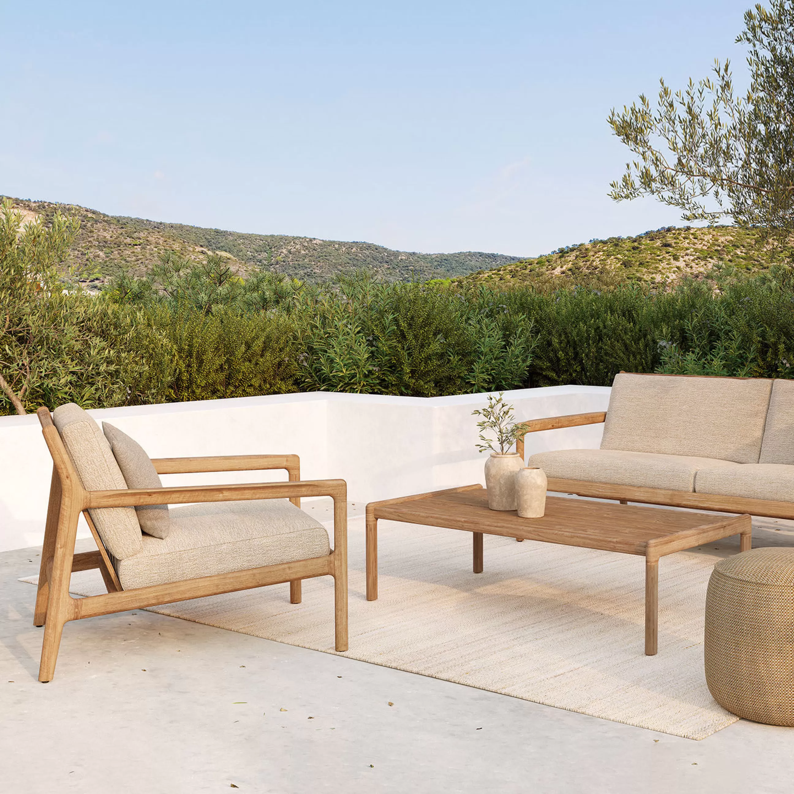 Fauteuils De Jardin>Ethnicraft Fauteuil Rembourre Jack Outdoor Tissu Bois Beige / Teck - Naturel - Teck