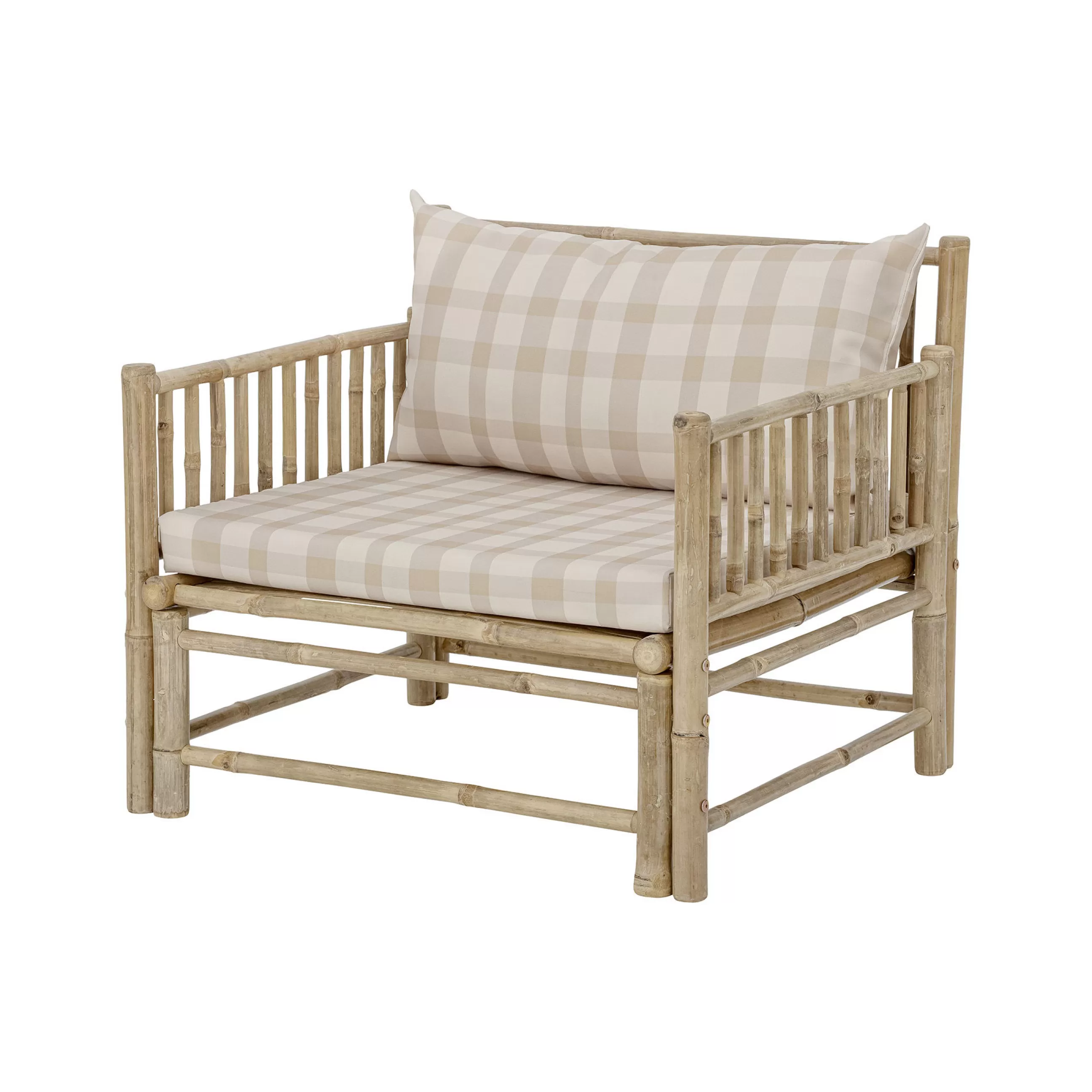 Fauteuils De Jardin>Bloomingville Fauteuil Rembourre Korfu Tissu Beige Bois Naturel / Bambou - Bambou - Beige