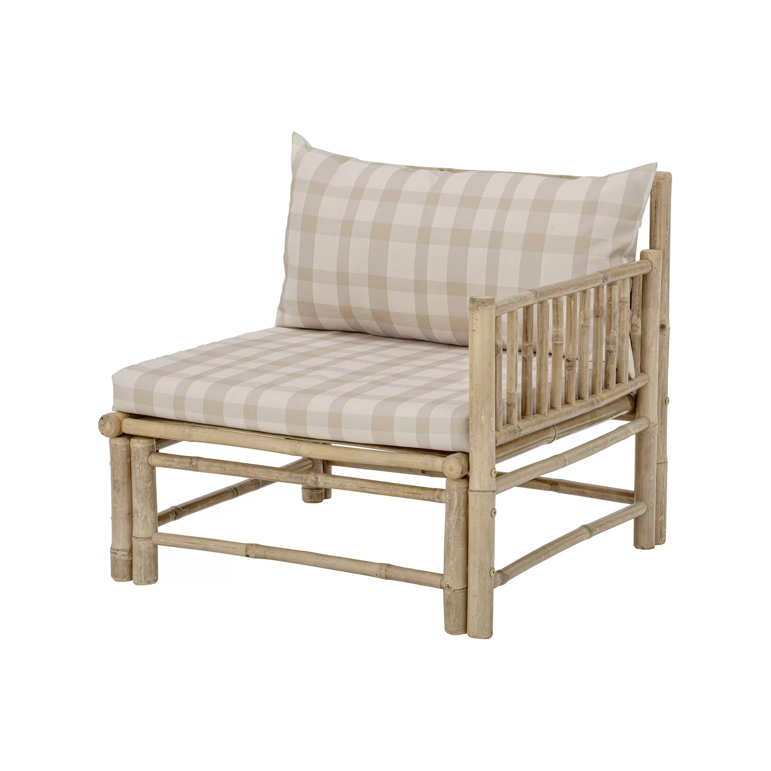 Fauteuils De Jardin>Bloomingville Fauteuil Rembourre Korfu Tissu Beige Bois Naturel / Module Angle Droite - Bambou - Bambou - Beige