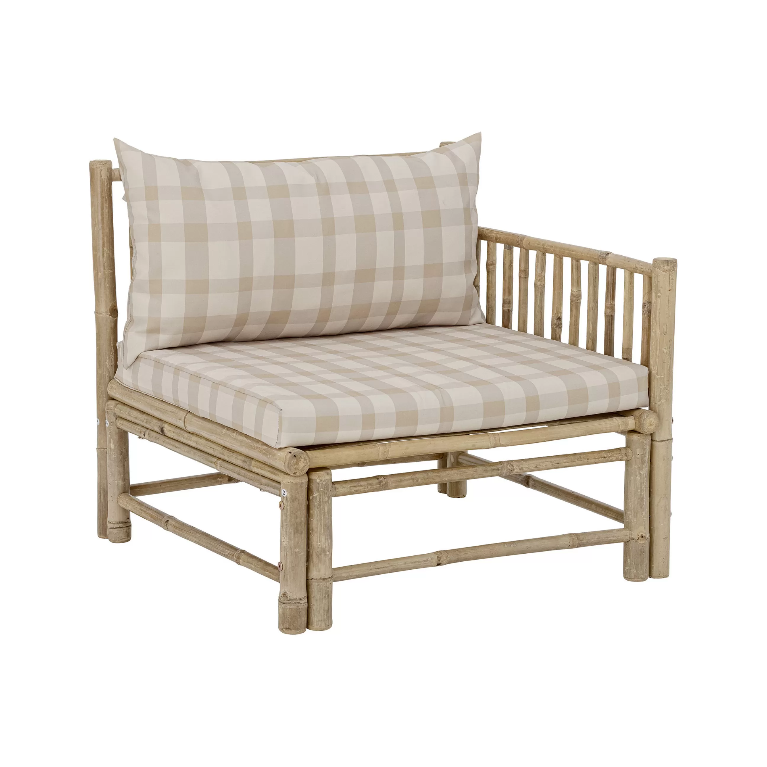 Fauteuils De Jardin>Bloomingville Fauteuil Rembourre Korfu Tissu Beige Bois Naturel / Module Angle Droite - Bambou - Bambou - Beige