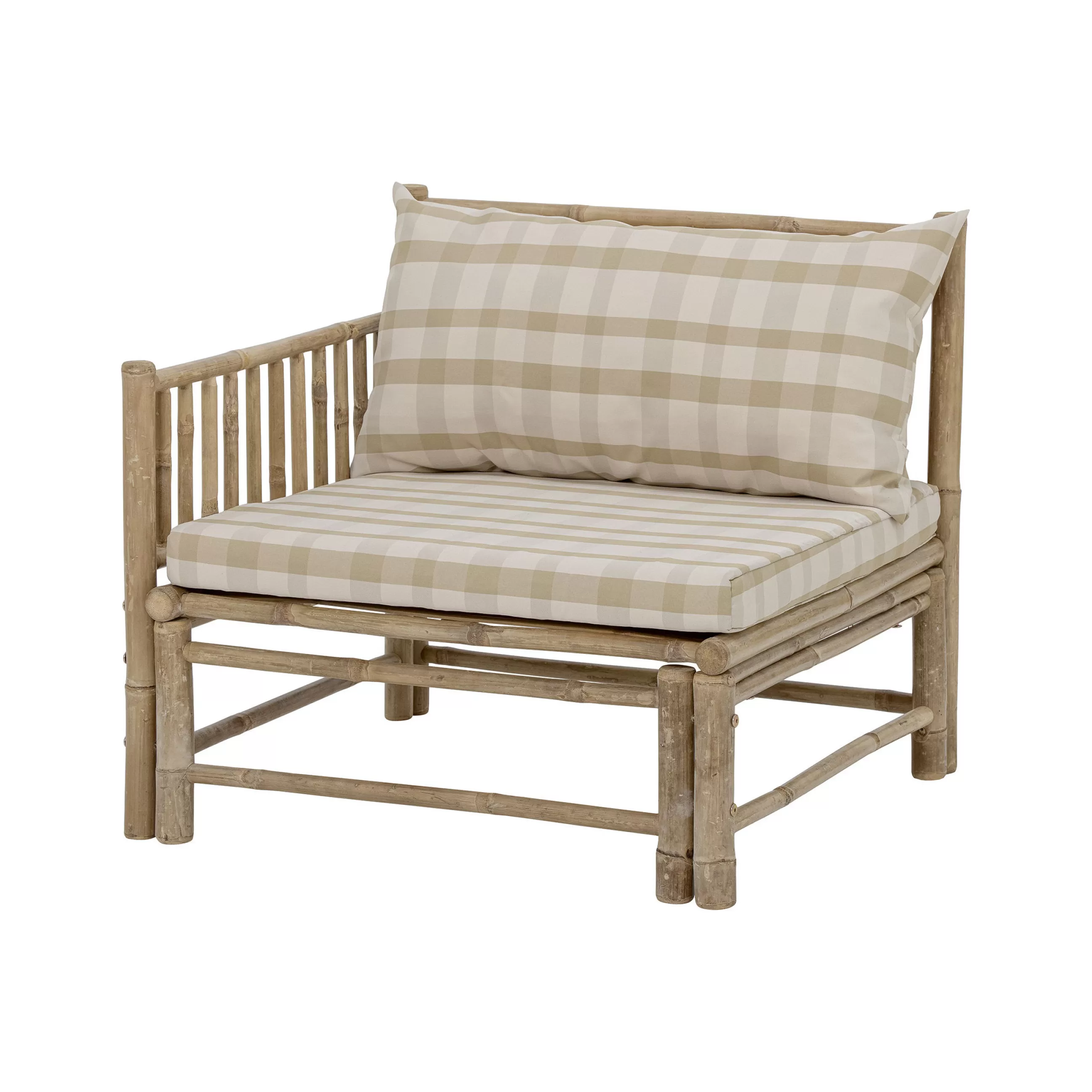Fauteuils De Jardin>Bloomingville Fauteuil Rembourre Korfu Tissu Beige Bois Naturel / Module Angle Gauche - Bambou - Bambou - Beige