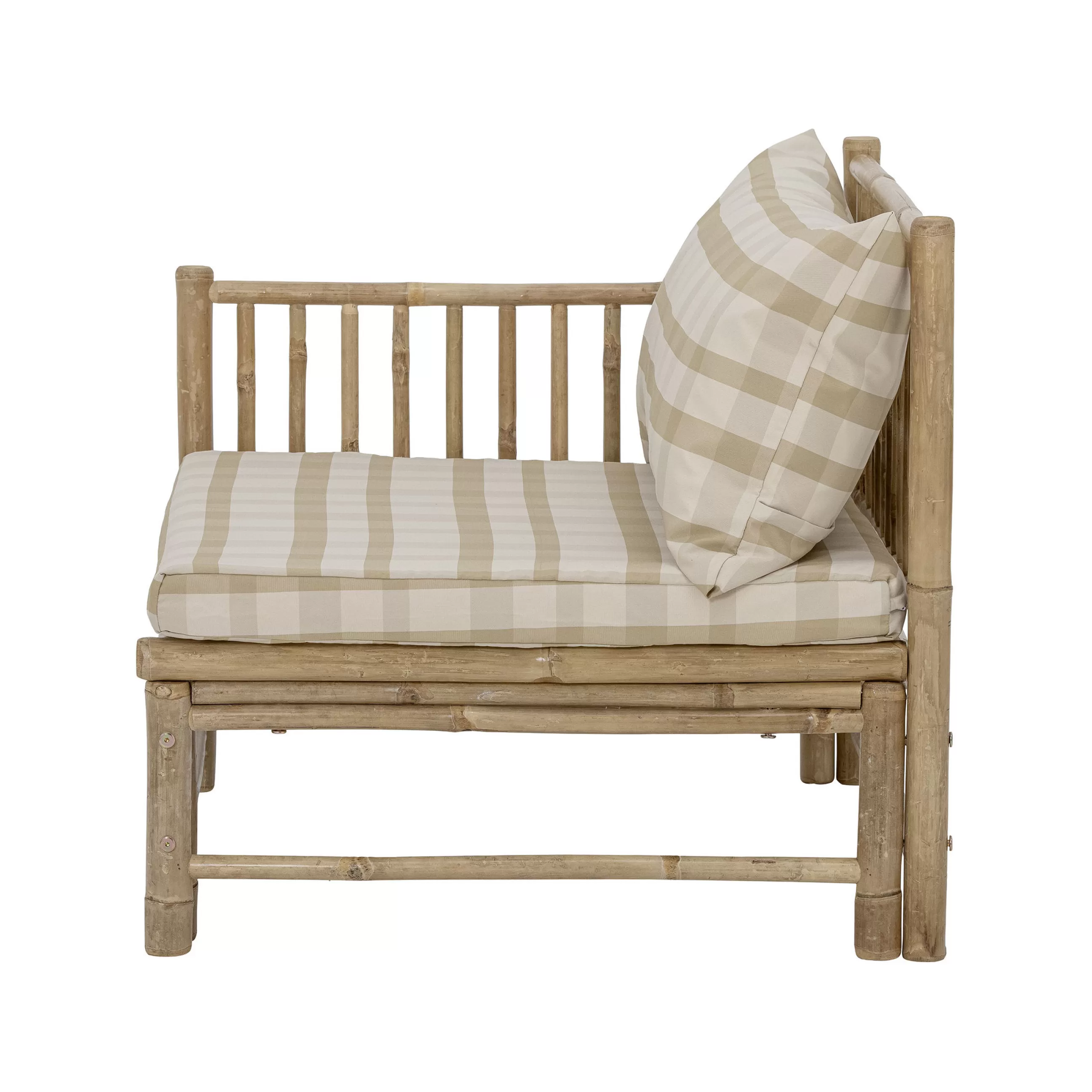 Fauteuils De Jardin>Bloomingville Fauteuil Rembourre Korfu Tissu Beige Bois Naturel / Module Angle Gauche - Bambou - Bambou - Beige