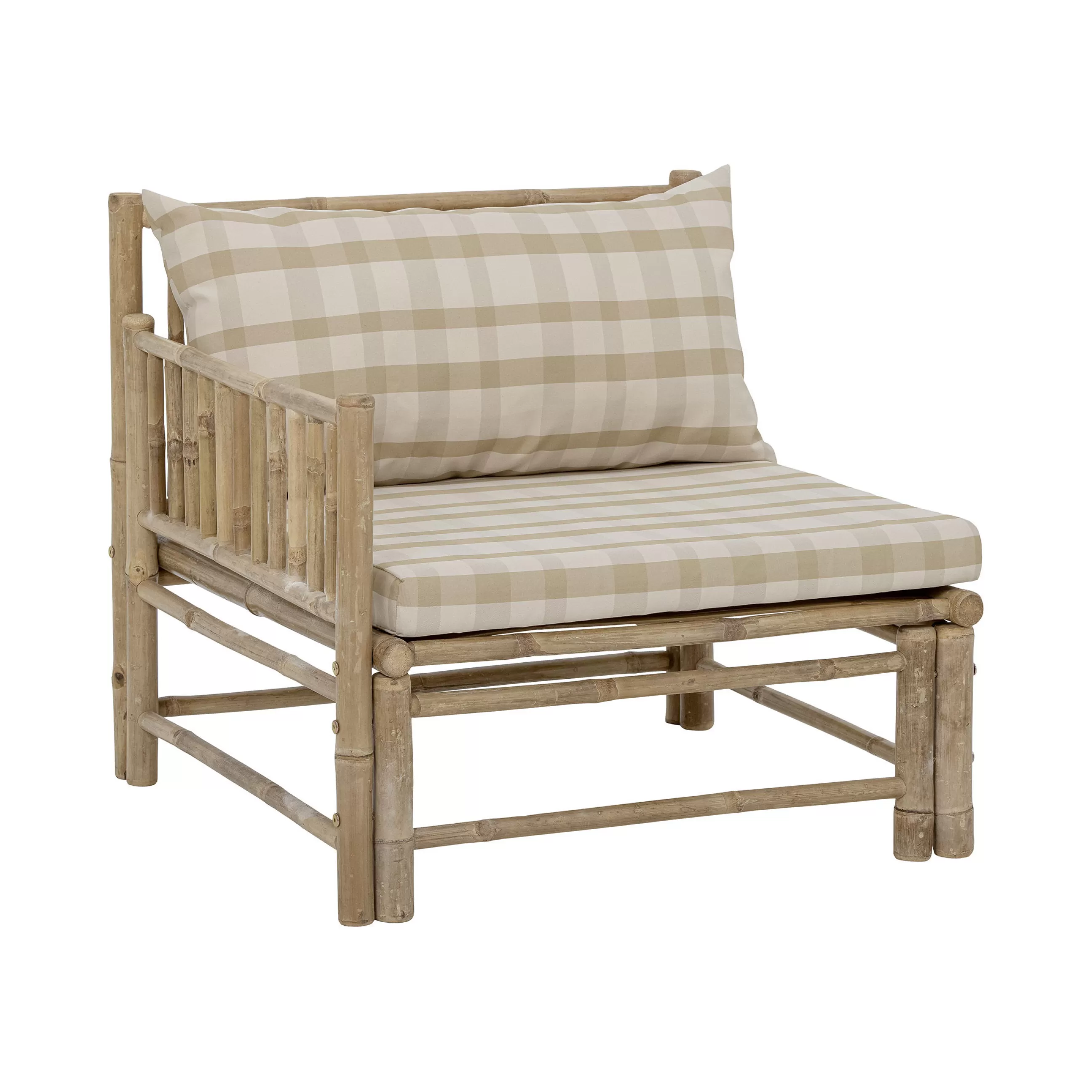 Fauteuils De Jardin>Bloomingville Fauteuil Rembourre Korfu Tissu Beige Bois Naturel / Module Angle Gauche - Bambou - Bambou - Beige
