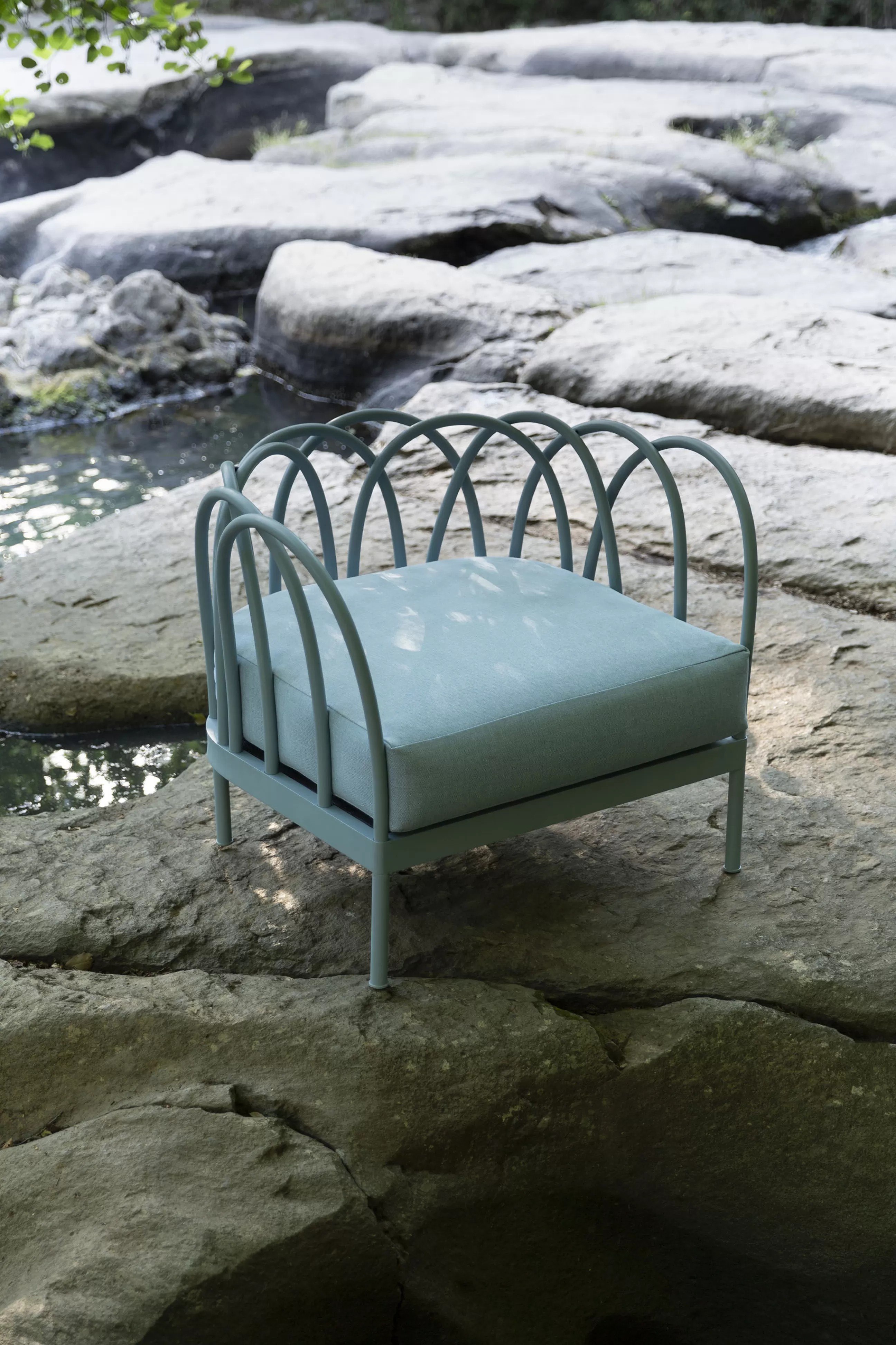 Fauteuils De Jardin>Unopiu Fauteuil Rembourre Les Arcs Metal/ Aluminium - Coussin Inclus - Bleu