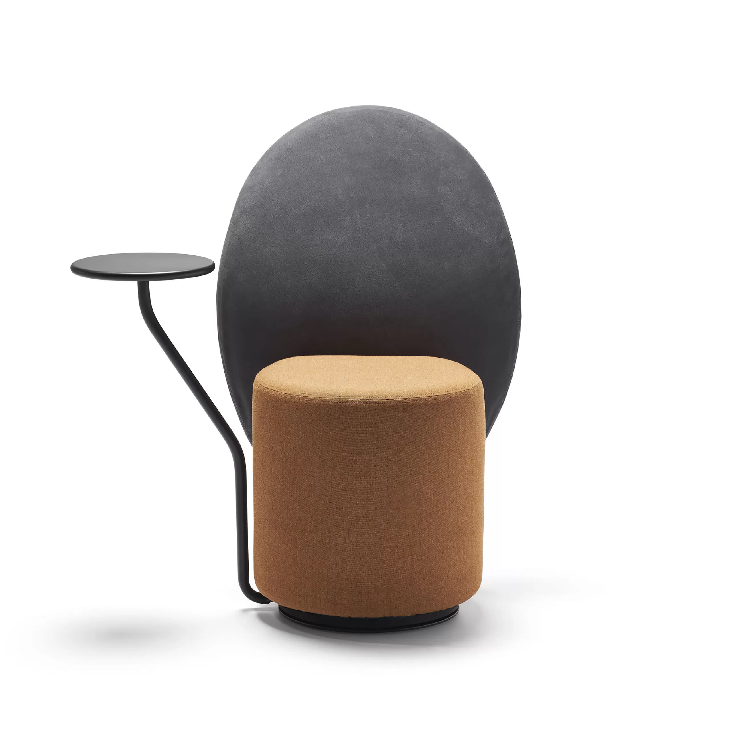 Fauteuils De Bureau>Opinion Ciatti Fauteuil Rembourre Loomi Cuir Tissu Orange Gris / Tablette Pivotante A 180° - Gris Fonce - Orange