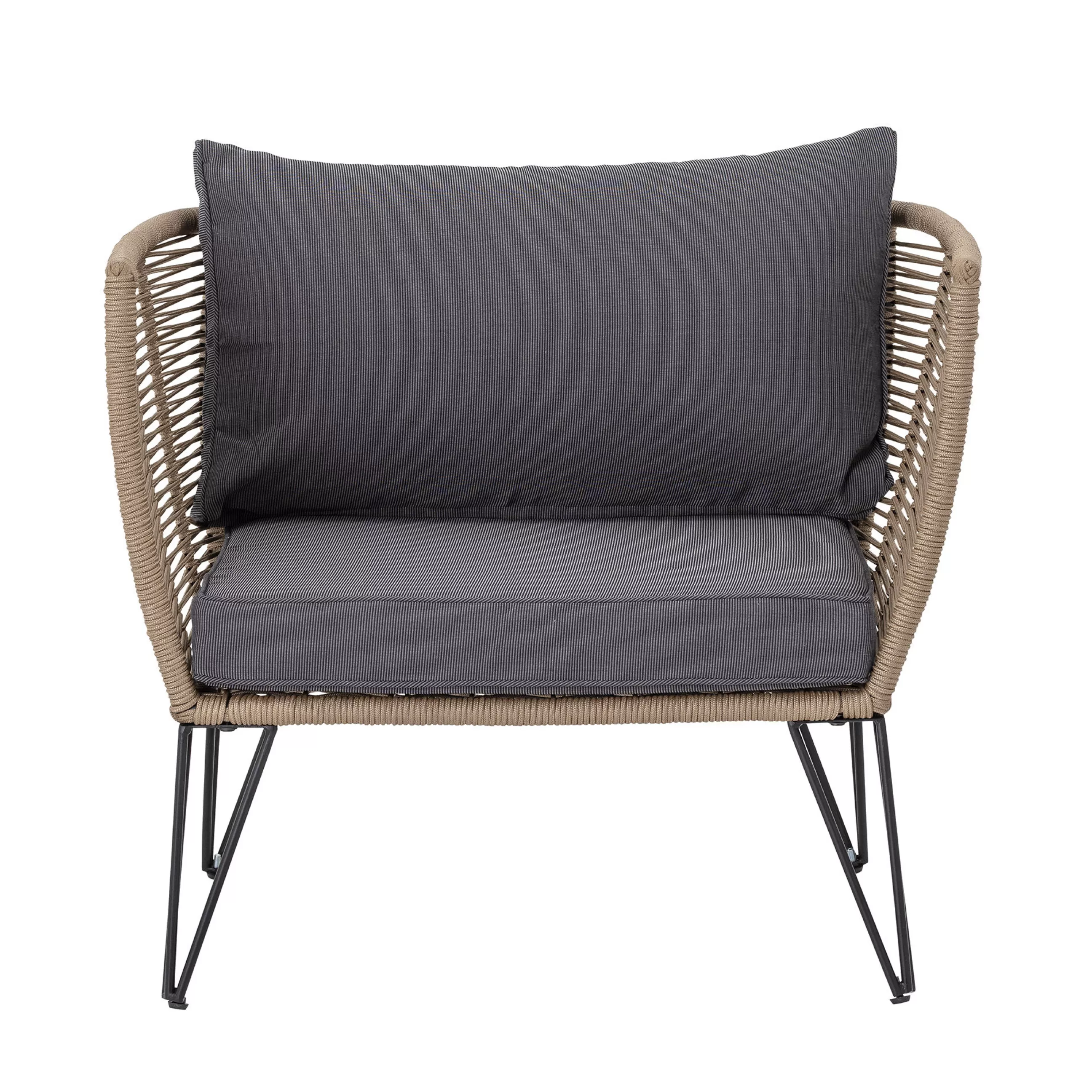 Fauteuils De Jardin>Bloomingville Fauteuil Rembourre Mundo Tissu Gris Beige / Fils Pvc - Gris Fonce - Taupe