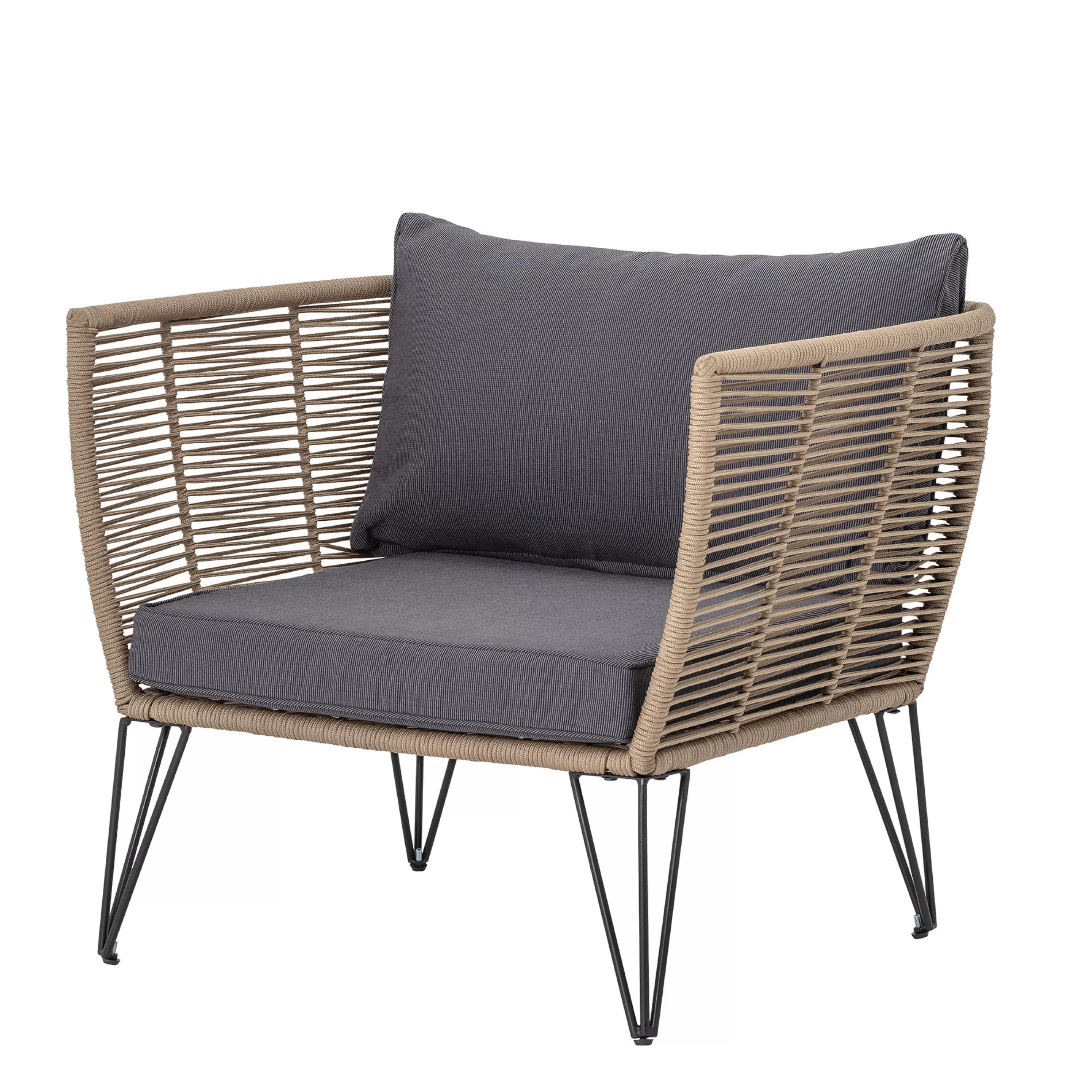 Fauteuils De Jardin>Bloomingville Fauteuil Rembourre Mundo Tissu Gris Beige / Fils Pvc - Gris Fonce - Taupe