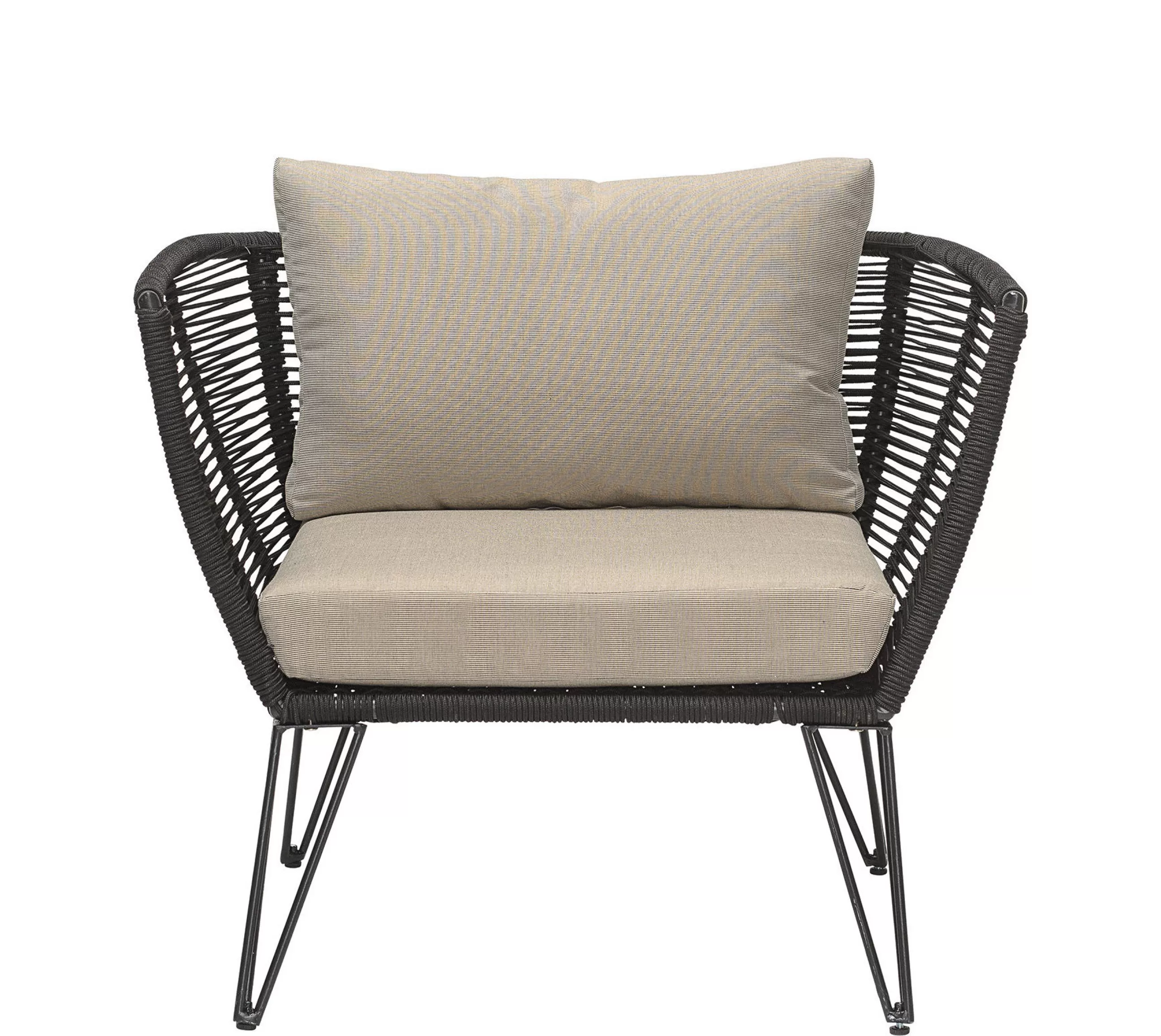 Chaises De Jardin>Bloomingville Fauteuil Rembourre Mundo Tissu Noir Beige / Fils Pvc - Noir - Taupe