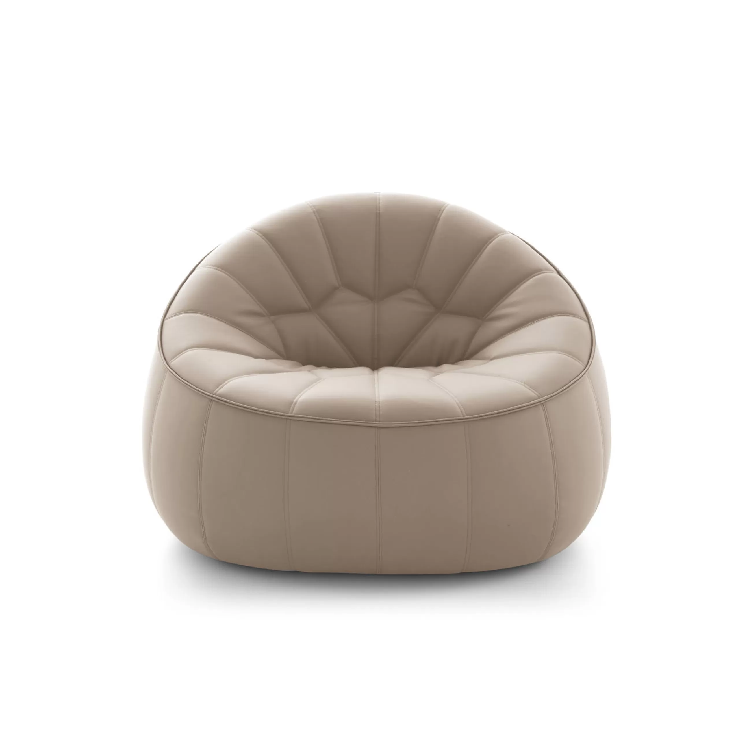 Fauteuils De Jardin>Cinna Fauteuil Rembourre Ottoman Cuir Beige - Taupe