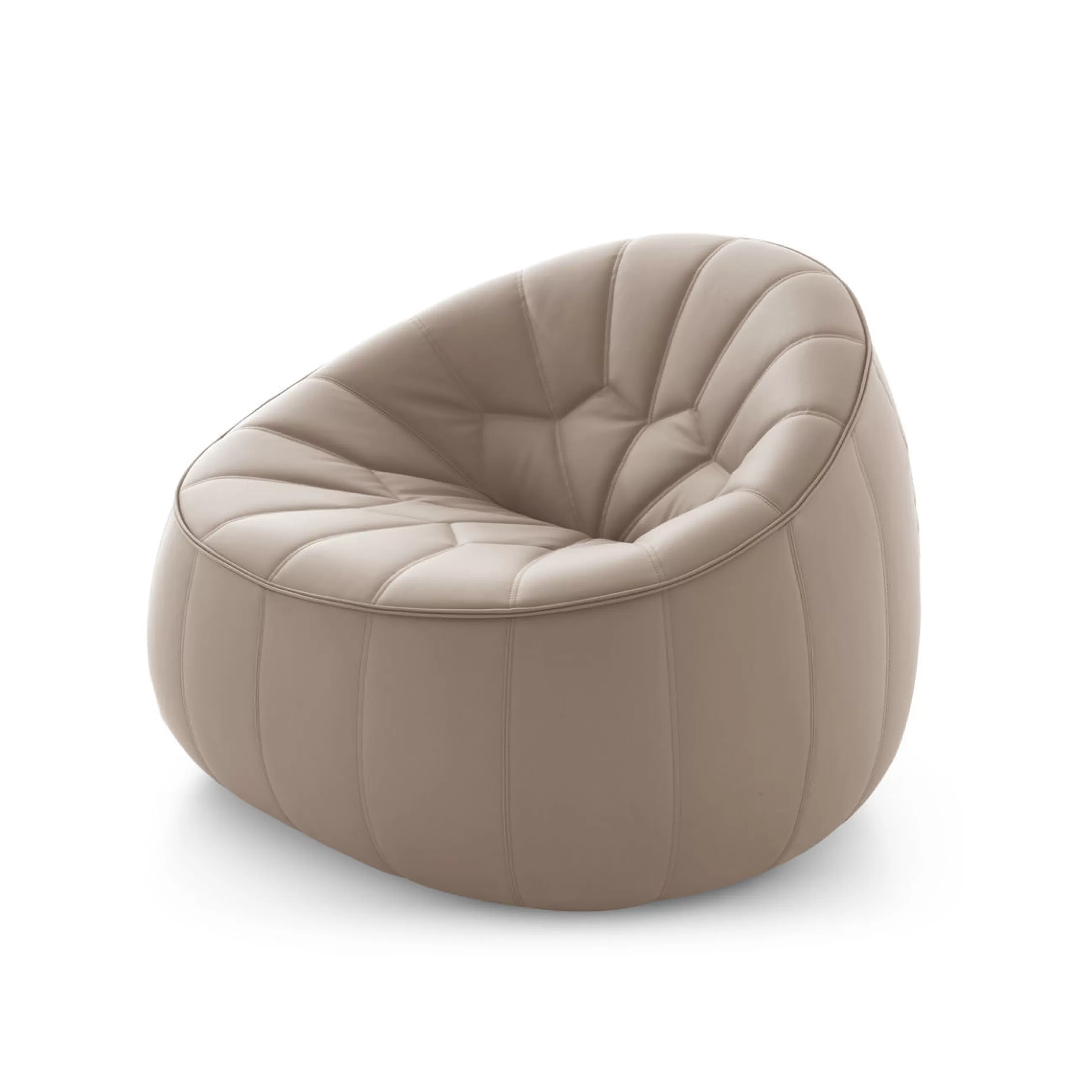 Fauteuils De Jardin>Cinna Fauteuil Rembourre Ottoman Cuir Beige - Taupe