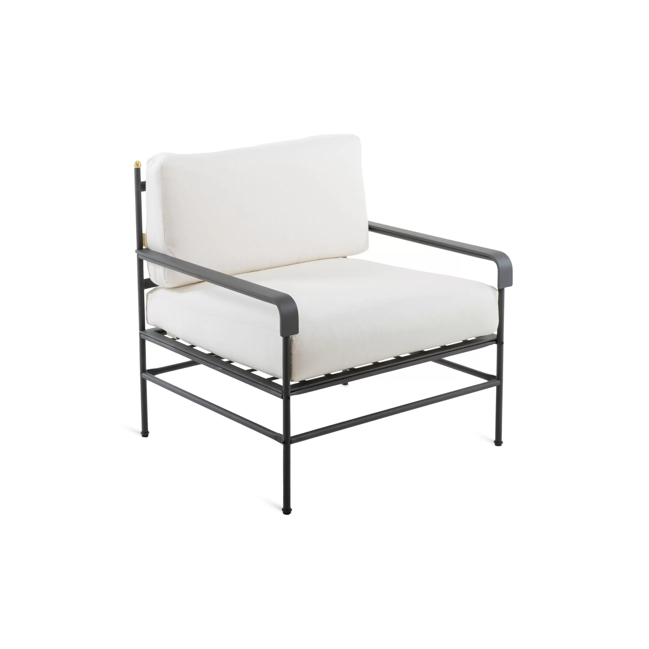 Fauteuils De Jardin>Unopiu Fauteuil Rembourre Toscana Metal Tissu Blanc Gris Noir - Blanc Latte - Gris Graphite