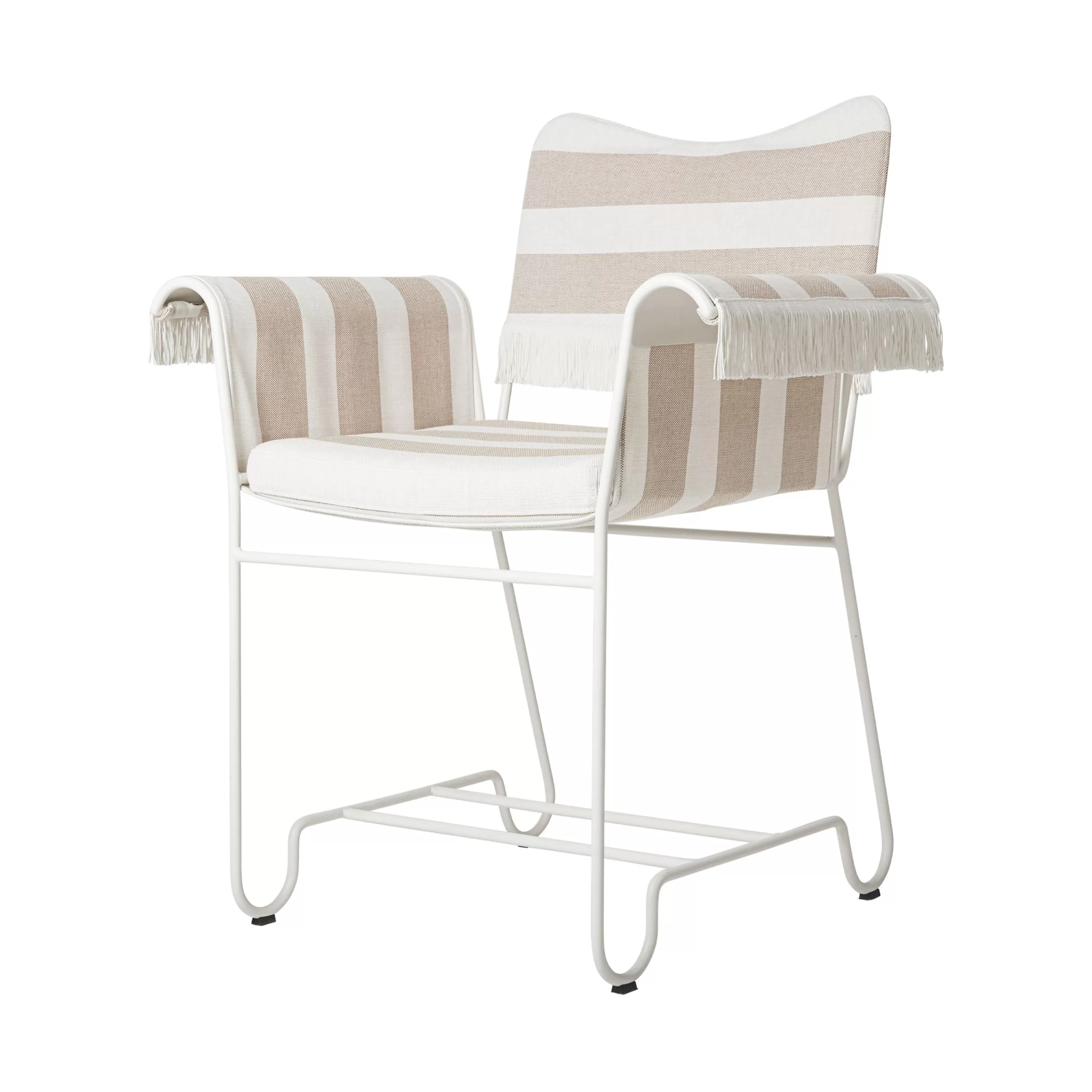 Fauteuils De Jardin>Gubi Fauteuil Tropique Tissu Beige / Avec Franges - Mategot, Reedition 50' - Beige Rose - Blanc