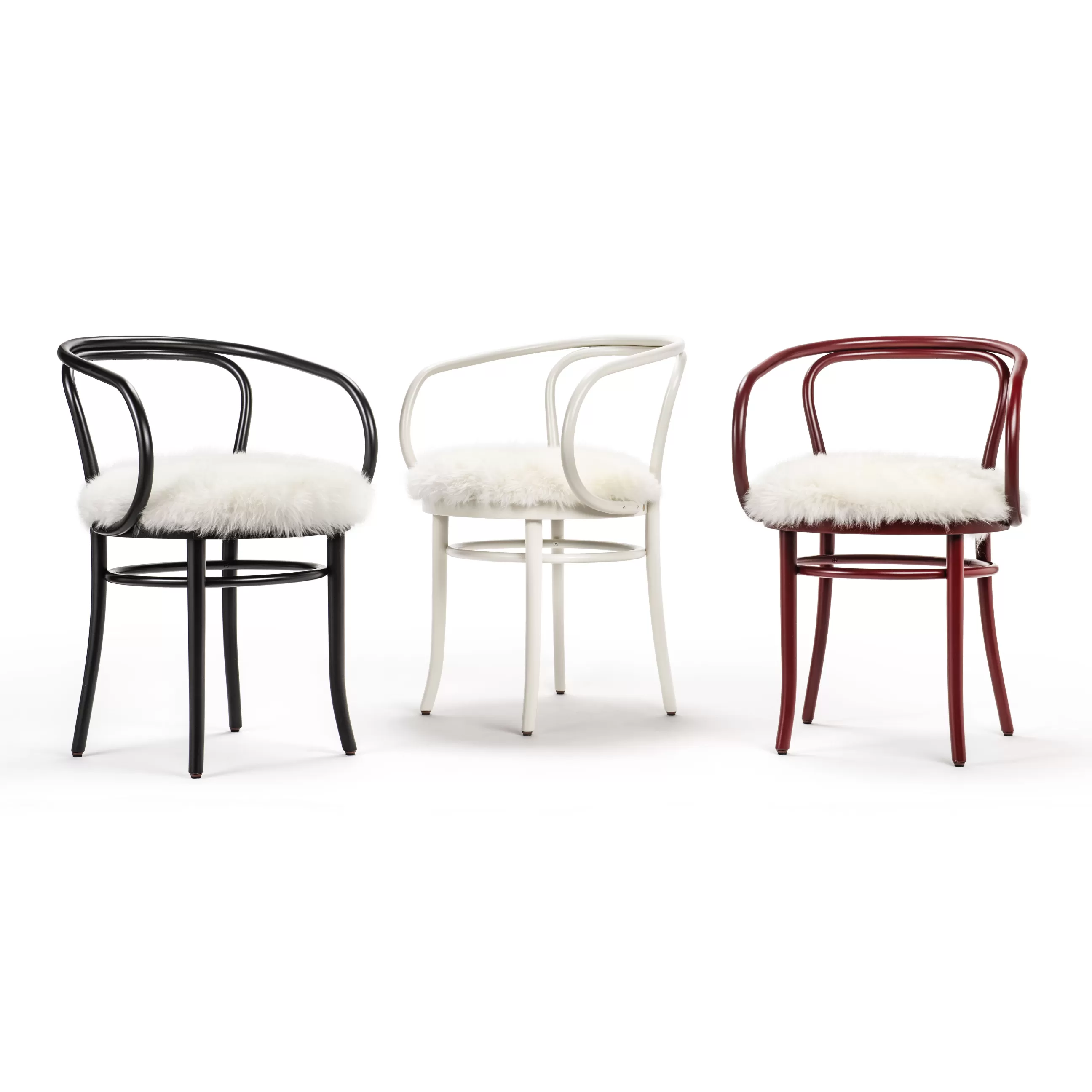 Fauteuils De Bureau>Wiener GTV Design Fauteuil Wiener Stuhl Tissu Blanc / Assise Mouton - Reedition 1904 - Blanc - Noir