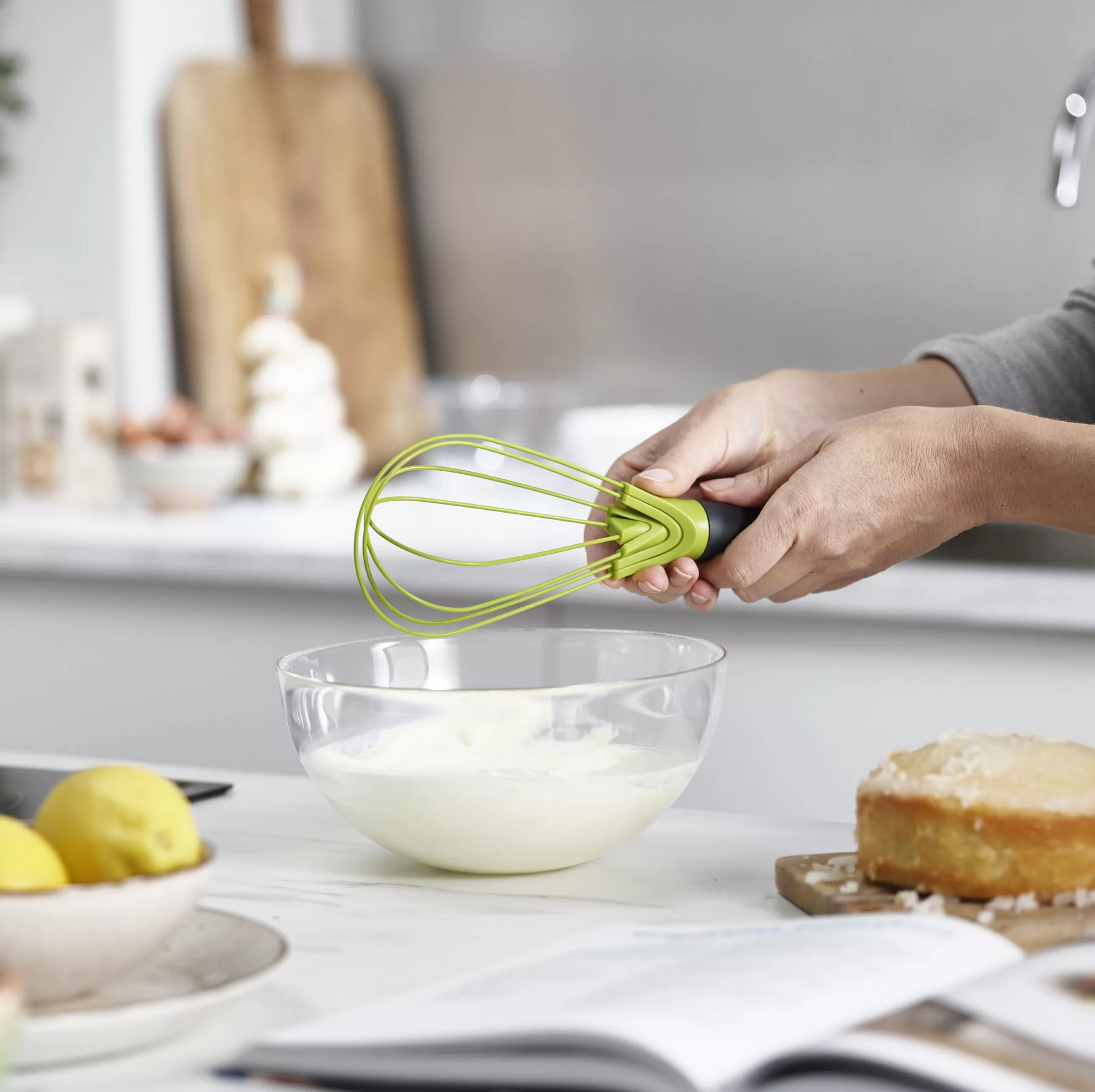 Ustensiles De Cuisines>Joseph Joseph Fouet Twist Plastique Vert Gris / Silicone - 2 En 1 : Fouet Ballon + Fouet Plat - Gris Fonce - Vert