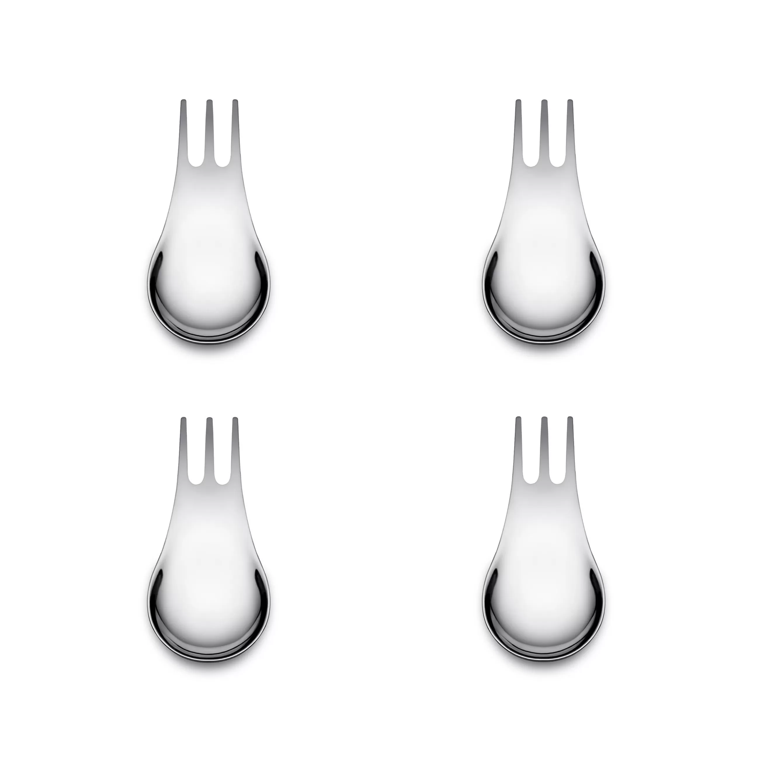 Terrasses Et Balcons>Alessi Fourchette Moscardino Metal / Cuillere Pour Aperitif - Set De 4 - Acier