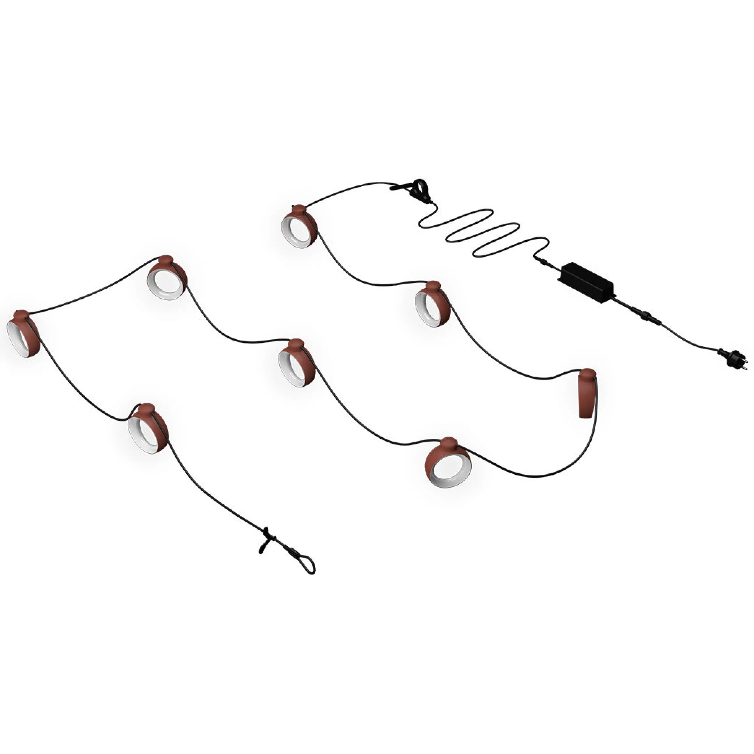 Luminaires D'extérieur>Fermob Guirlande Lumineuse Exterieur Hoop Led Plastique Rouge 12 Metres / Bluetooth - Ocre Rouge