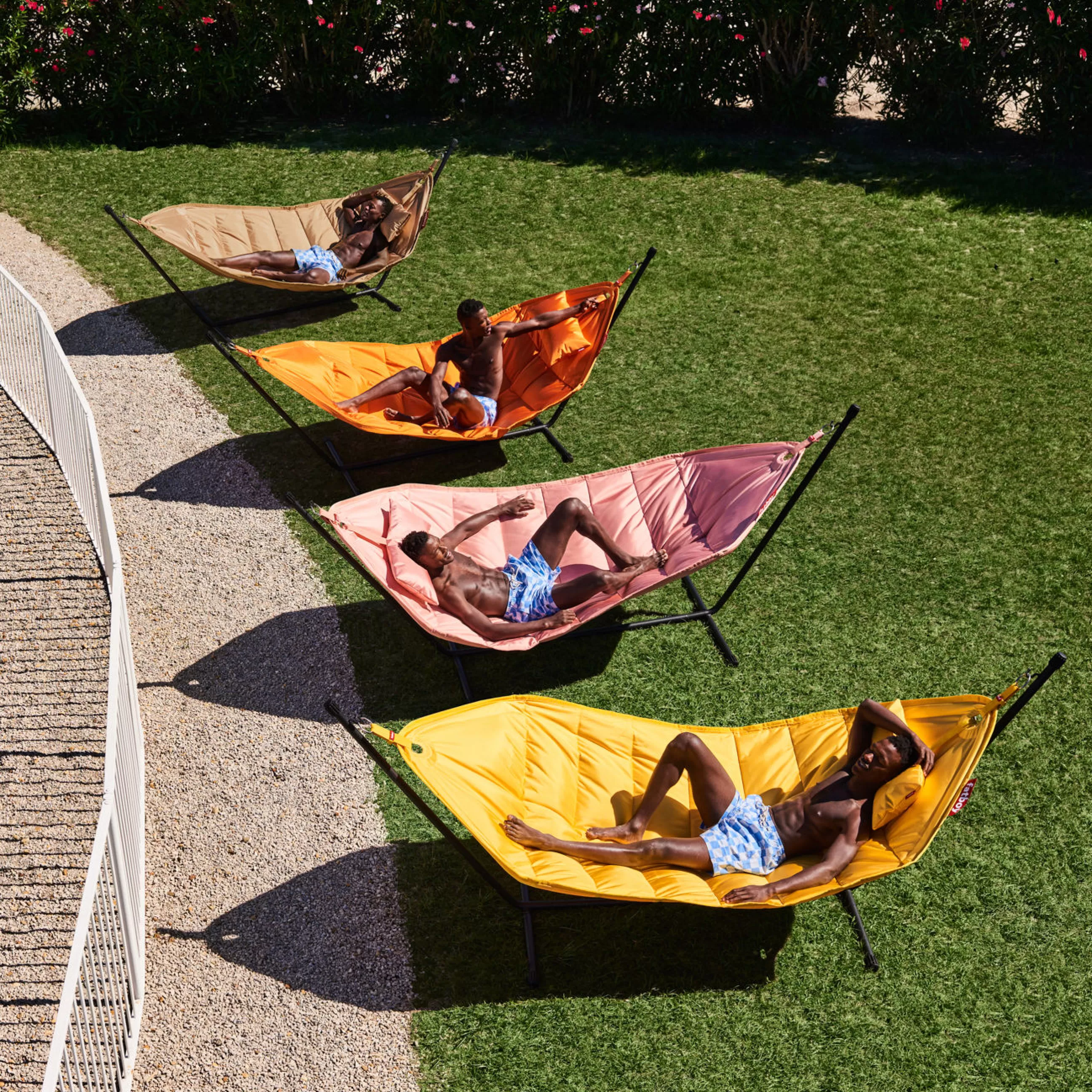 Bains De Soleil Chaises Longues Et Hamacs>Fatboy Hamac Avec Support Headdemock Deluxe Tissu Rose / Tissu Polyester Rose - Avec Coussin & Housse - Rose Shrimp