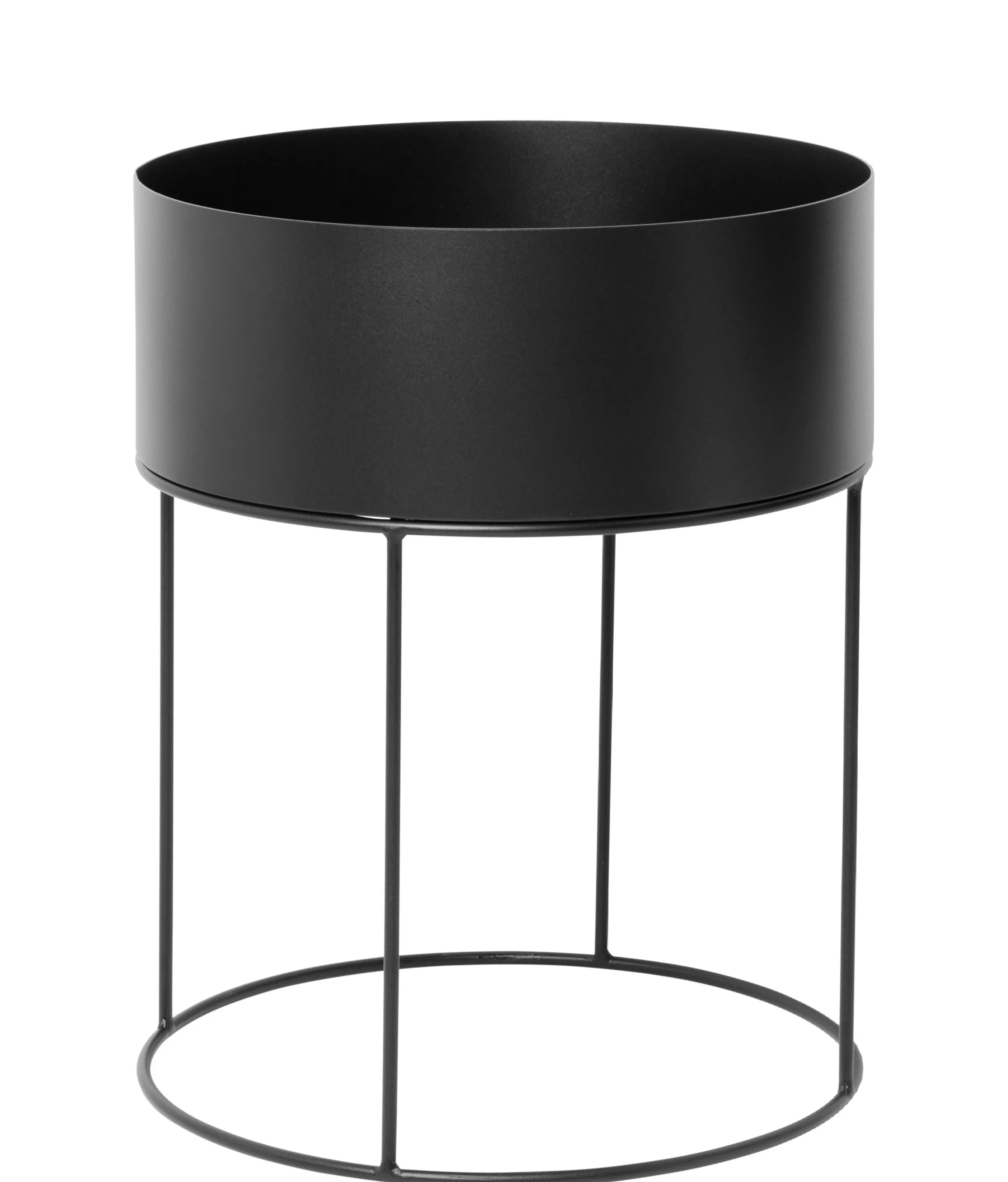 Pots Et Plantes>Ferm Living Jardiniere Plant Box Round Metal/ O 40 X H 50 Cm - Noir