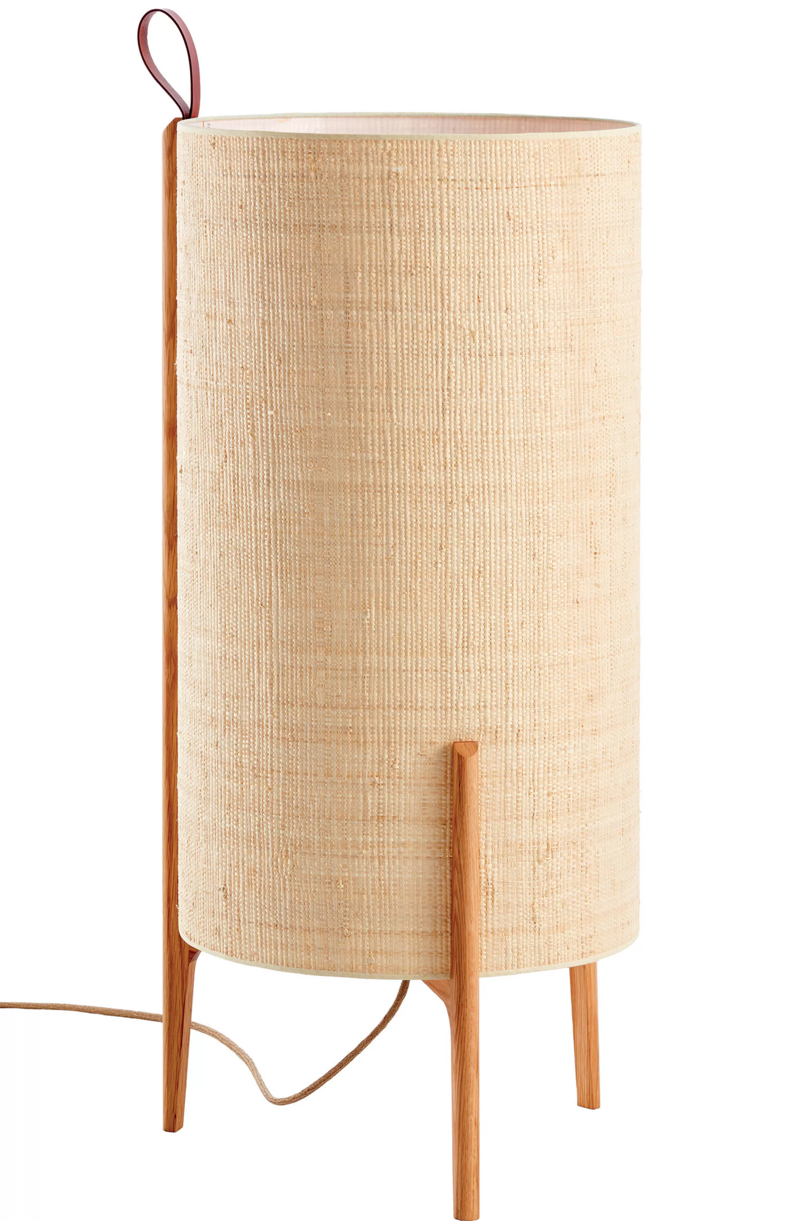 Lampes De Sol>Carpyen Lampe A Poser Greta Tissu Beige Bois Naturel / O 40 X H 90 Cm - Chene - Naturel