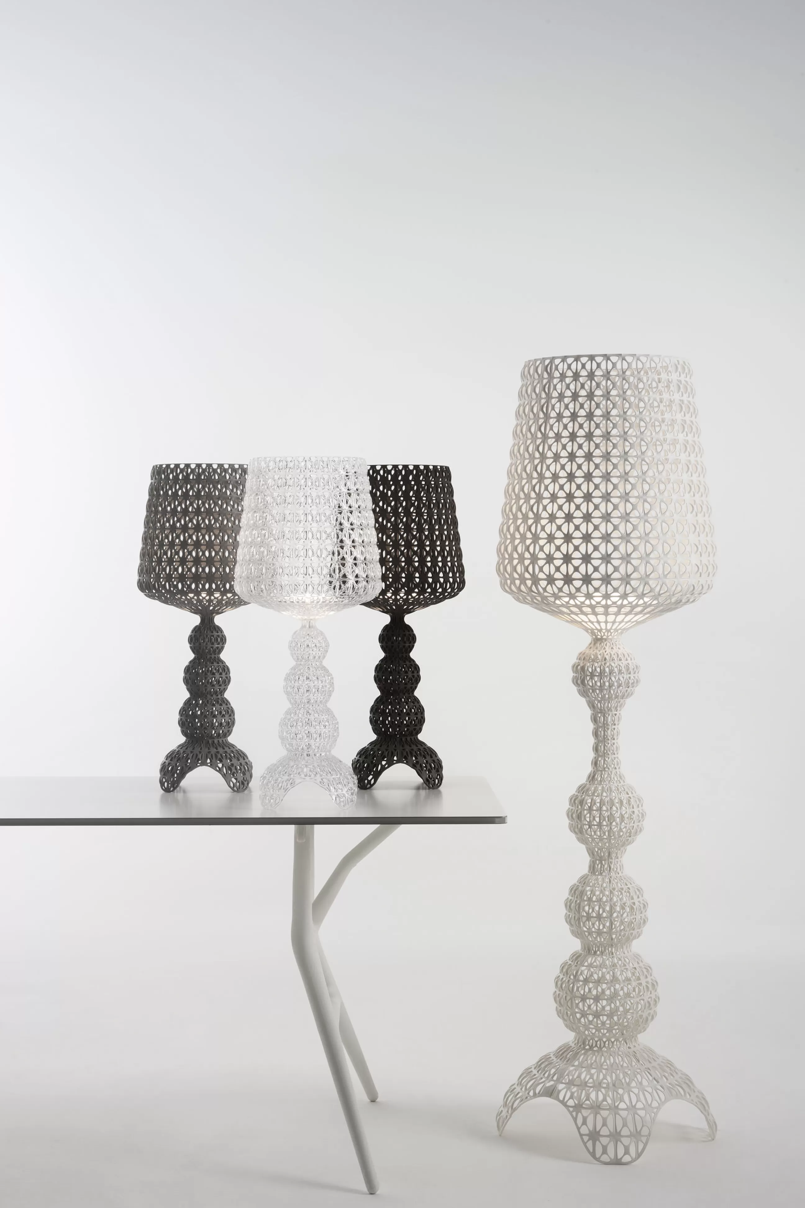 Lampes De Sol>Kartell Lampe A Poser Mini Kabuki Led Plastique Transparent / H 70 Cm - Cristal