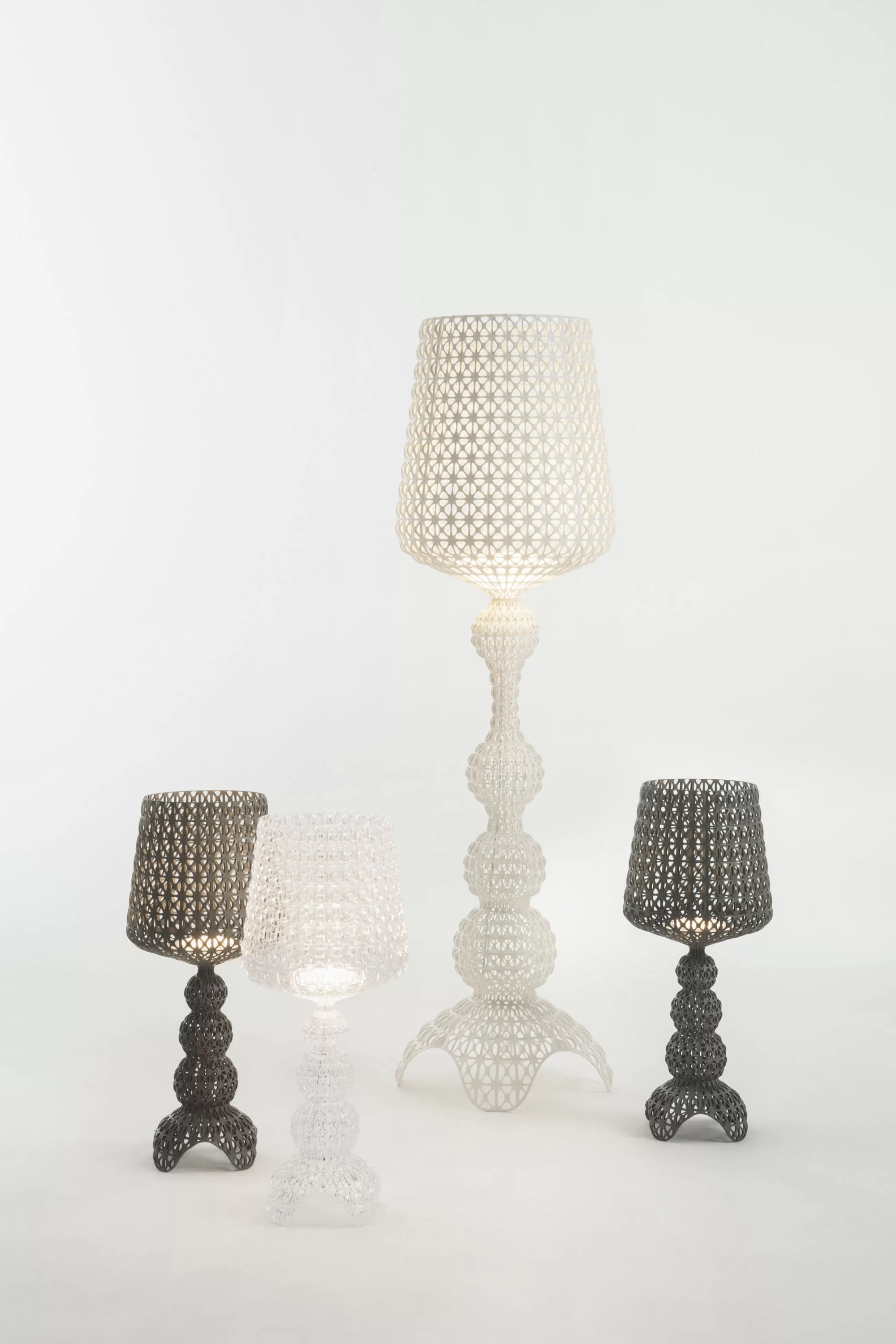 Lampes De Sol>Kartell Lampe A Poser Mini Kabuki Led Plastique Transparent / H 70 Cm - Cristal