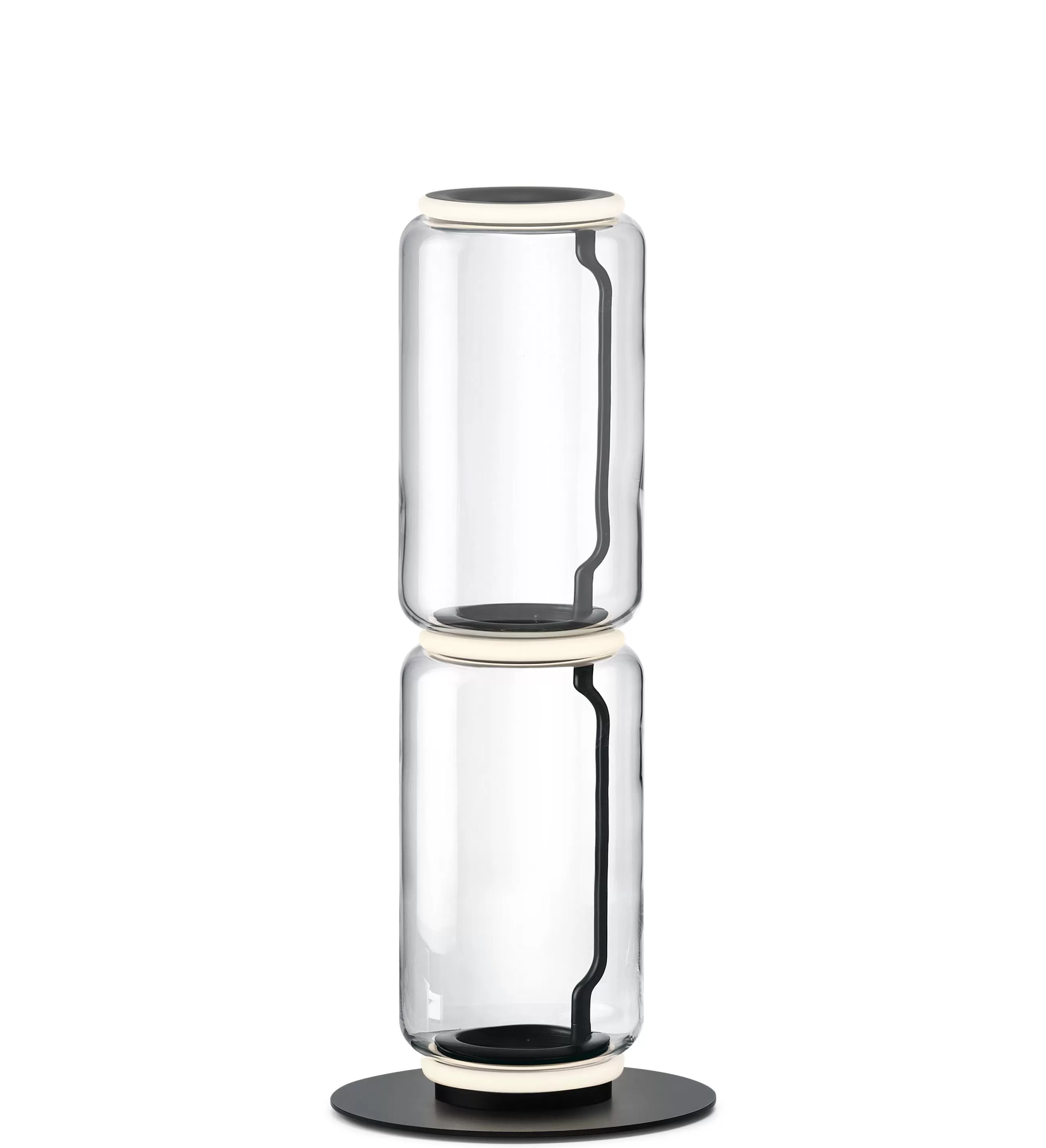 Lampes De Sol>Flos Lampe A Poser Noctambule Cylindre N°2 Verre Transparent / Led - O 25 X H 95 Cm - Noir - Transparent
