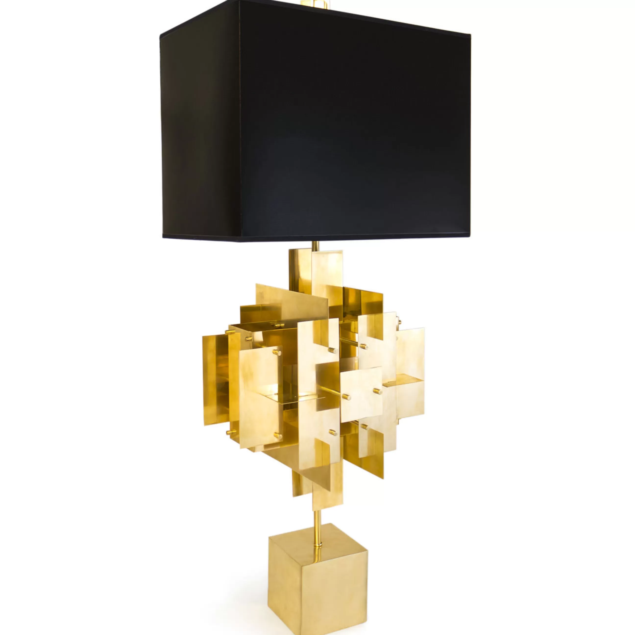 Lampes De Sol>Jonathan Adler Lampe A Poser Puzzle Metal Tissu Noir Or / H 94 Cm - Laiton - Noir