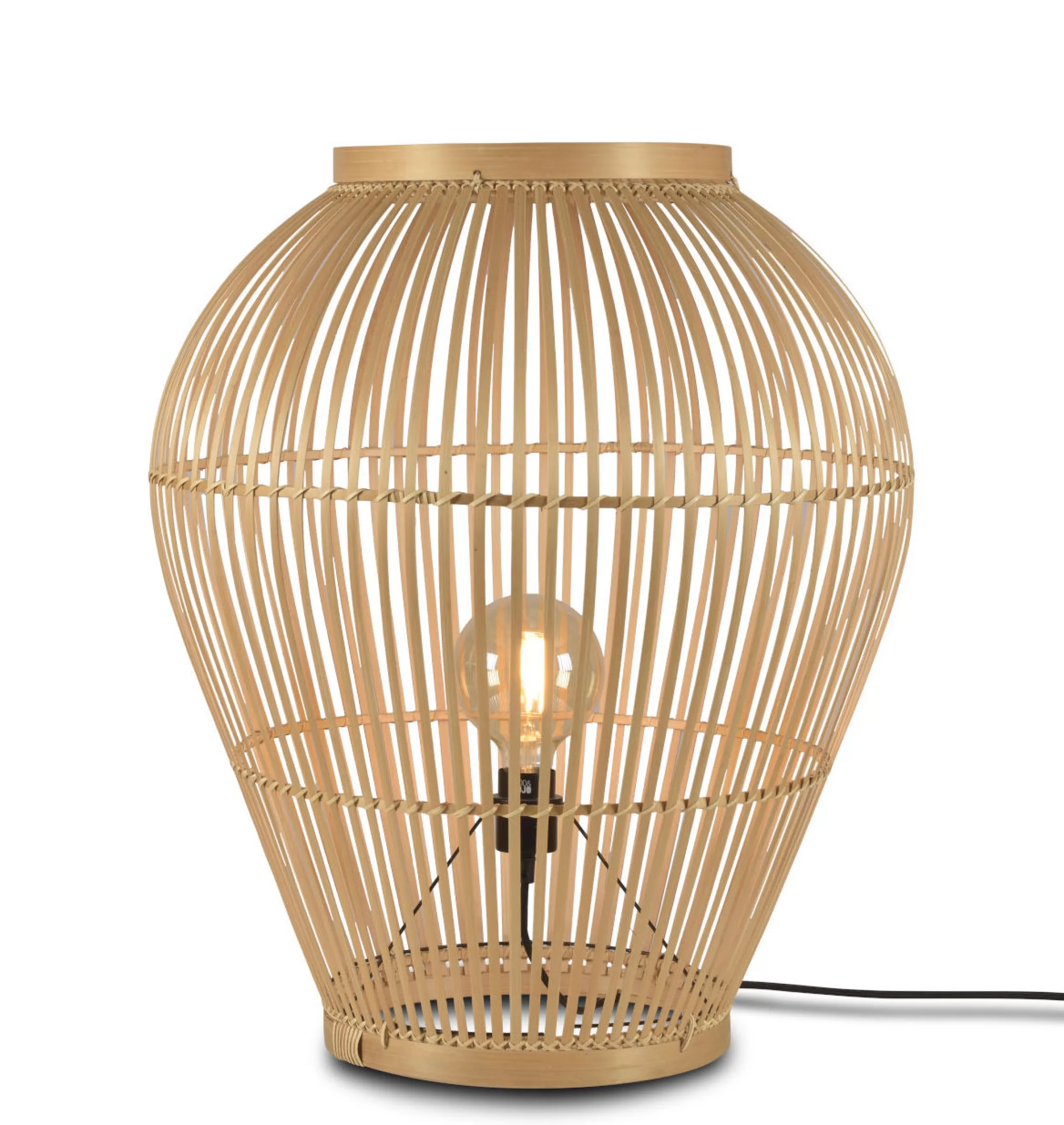 Lampes De Sol>GOOD&MOJO Lampe A Poser Tuvalu Large Fibre Vegetale Beige Bois / Bambou - H 70 Cm - Naturel