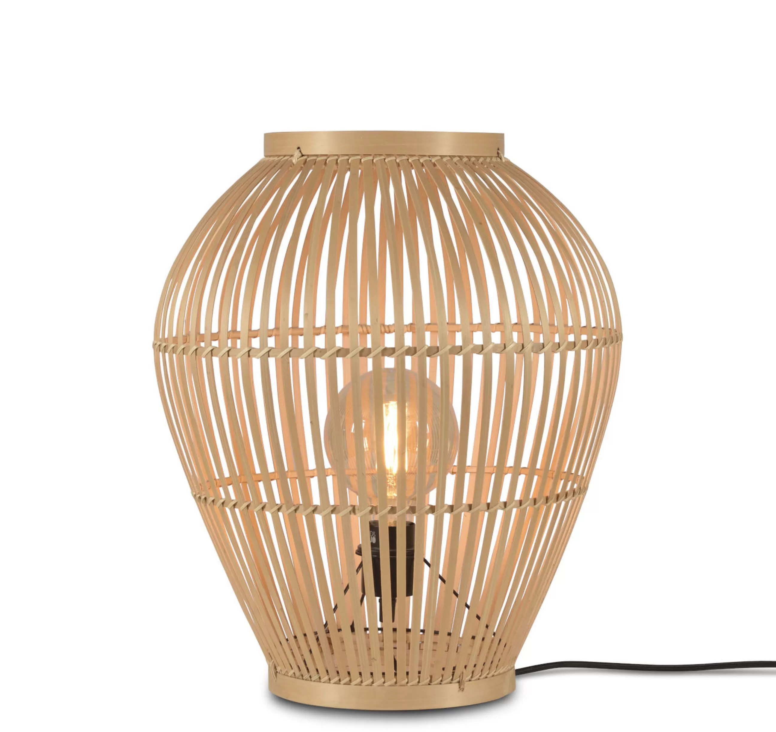 Lampes De Sol>GOOD&MOJO Lampe A Poser Tuvalu Small Fibre Vegetale Beige Bois / Bambou - H 50 Cm - Naturel