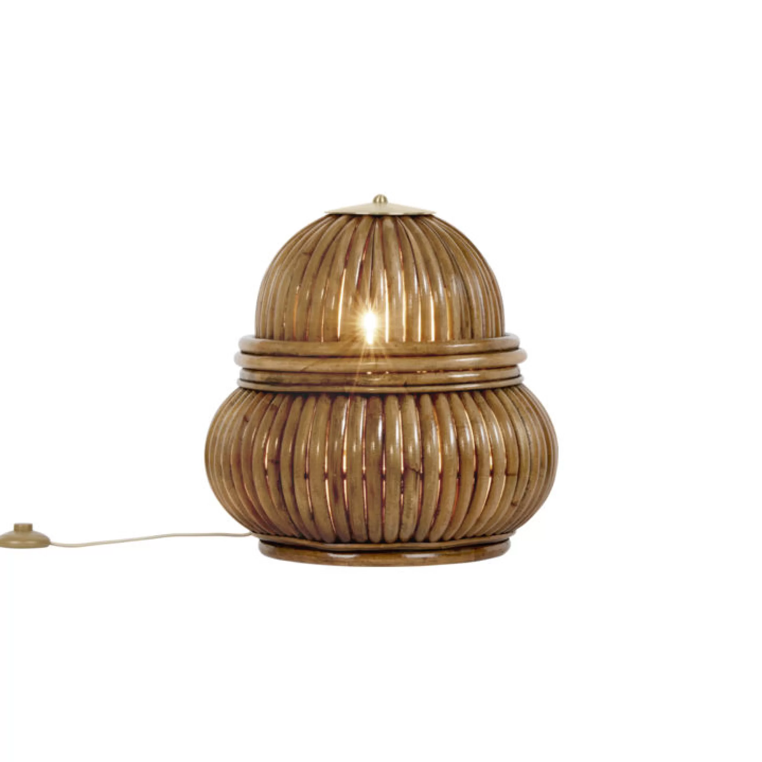 Lampes De Sol>Gubi Lampe De Sol Bohemian ‘72 Fibre Vegetale Beige Bois Naturel / Reedition 1972 - Laiton - Rotin Naturel
