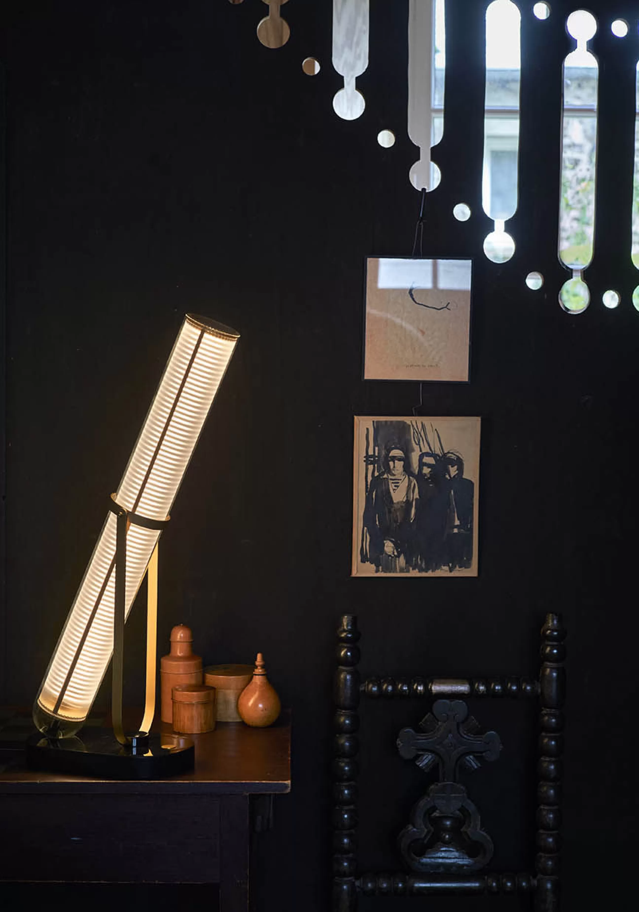 Lampes De Sol>DCW editions Lampe De Table Frechin Led Verre Blanc / H 65 Cm - Marbre - Blanc - Noir - Or