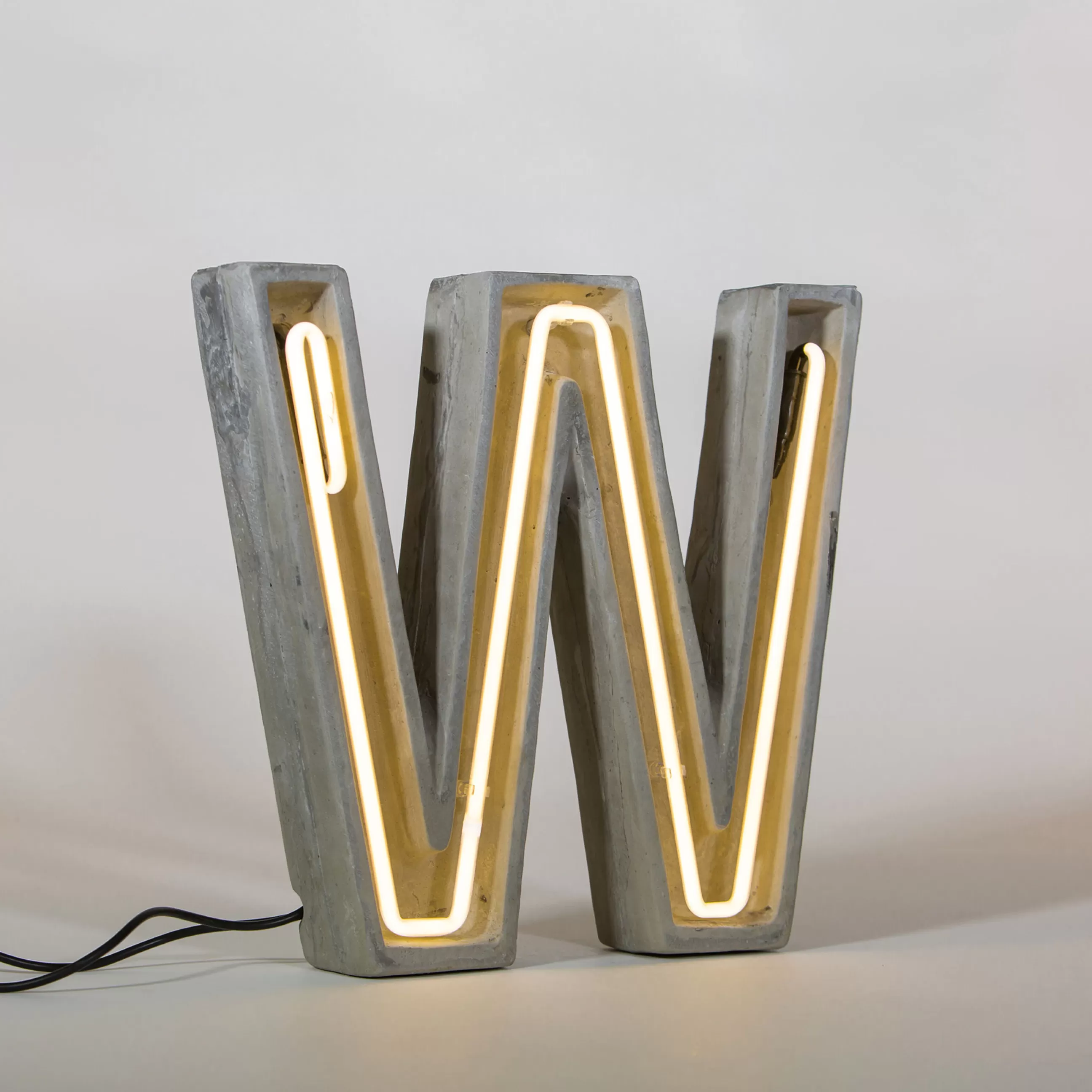 Lampes De Sol>Seletti Lampe De Table Neon Alphacrete Pierre Blanc Gris / - Interieur / Exterieur - Blanc - Gris