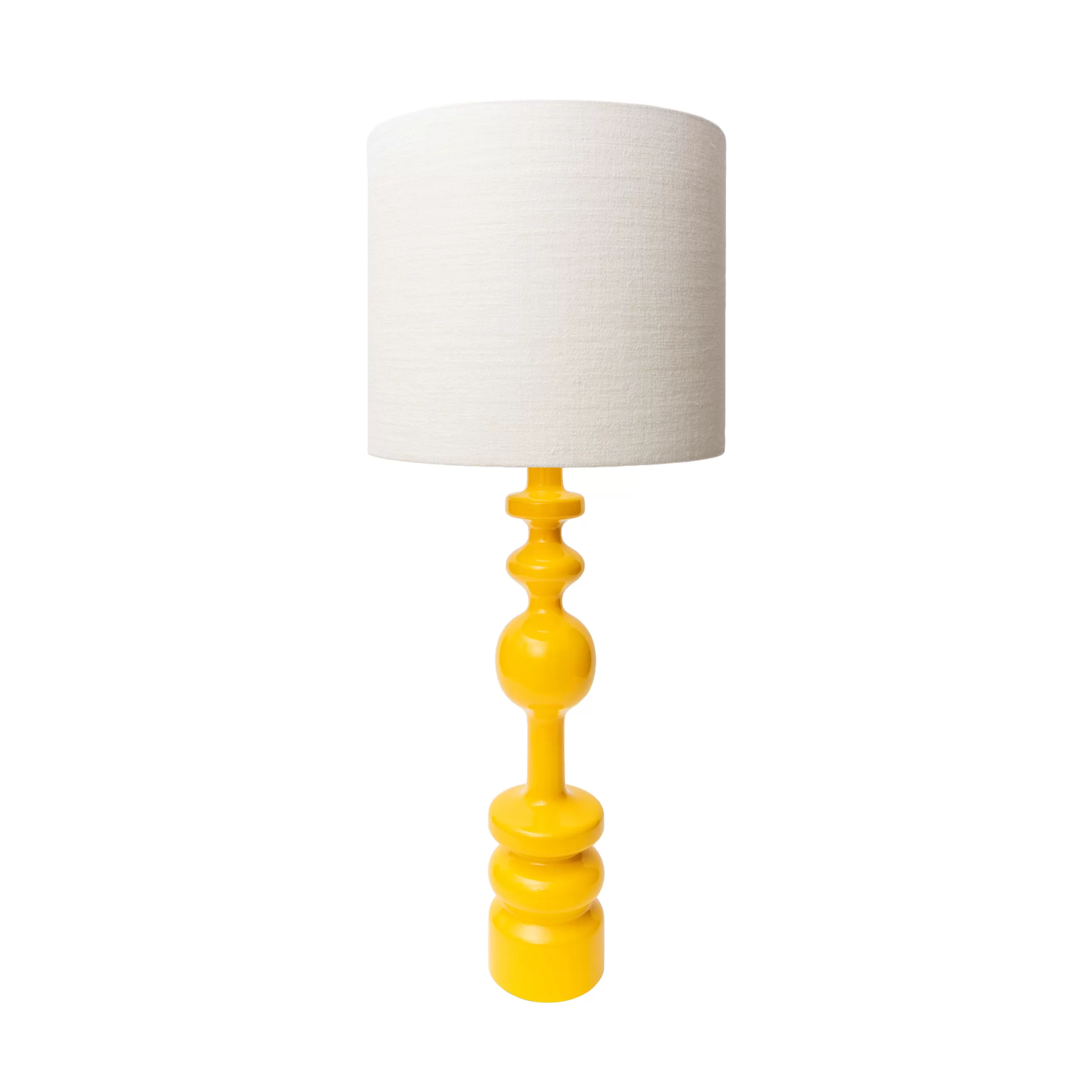 Lampes De Sol>POPUS EDITIONS Lampe De Table Pamela Tissu Bois Jaune / O 35 X H 87 Cm - Blanc - Jaune