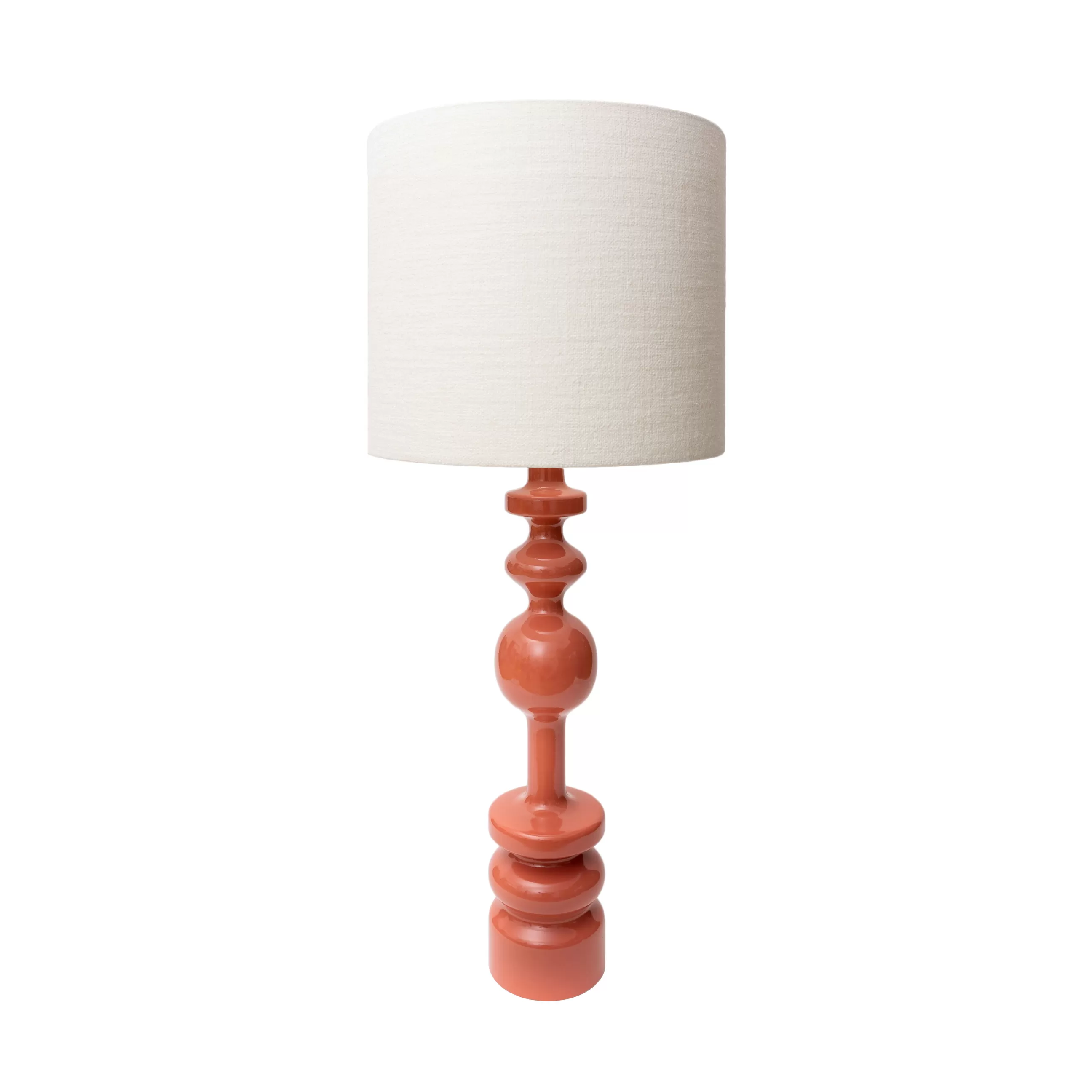 Lampes De Sol>POPUS EDITIONS Lampe De Table Pamela Tissu Bois Rouge Marron / O 35 X H 87 Cm - Blanc - Terracotta