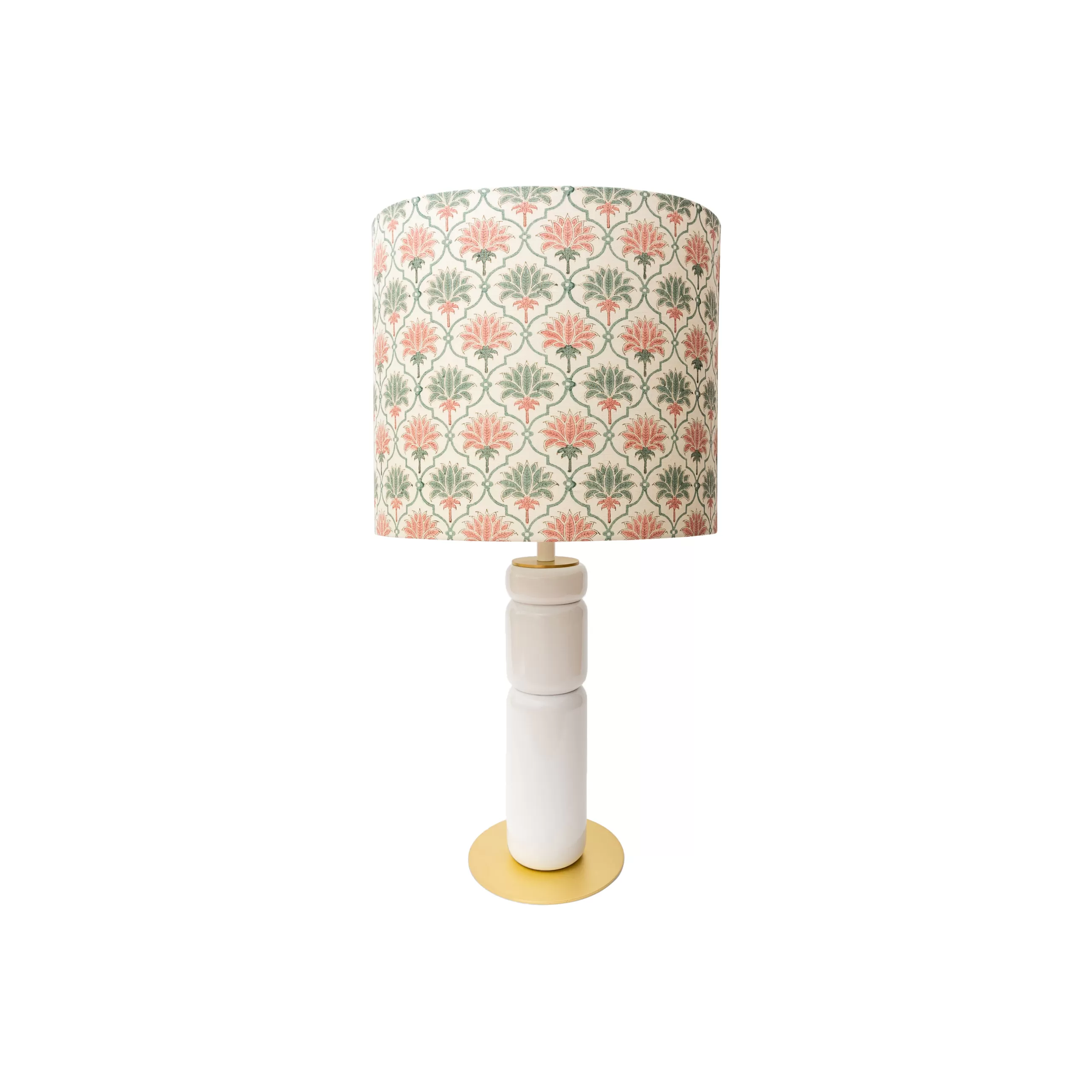 Lampes De Sol>POPUS EDITIONS Lampe De Table Petra Tissu Bois Blanc / O 35 X H 73 Cm - Blanc - Multicolore - Or
