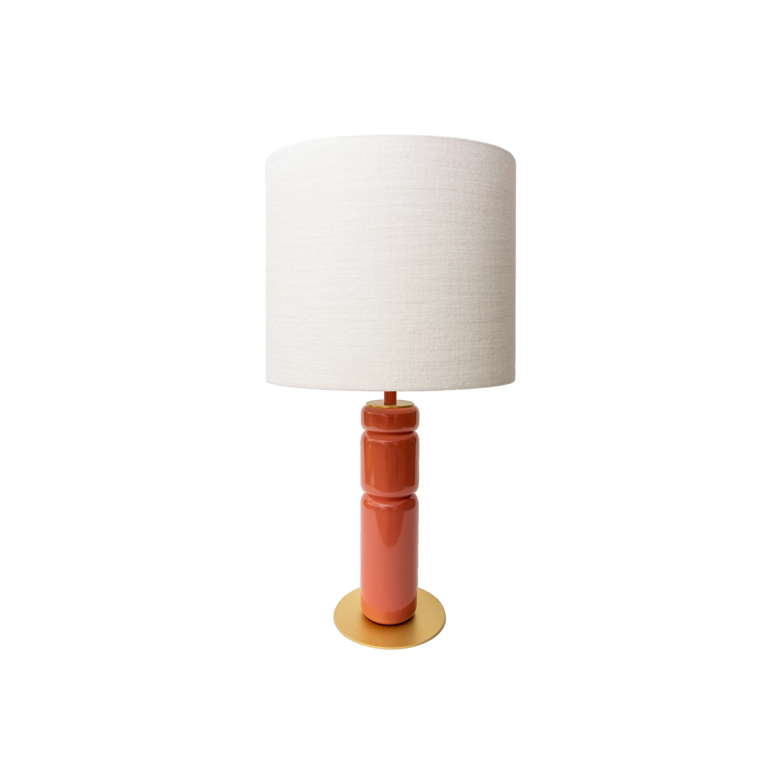 Lampes De Sol>POPUS EDITIONS Lampe De Table Petra Tissu Bois Rouge Marron / O 35 X H 73 Cm - Blanc - Or - Terracotta