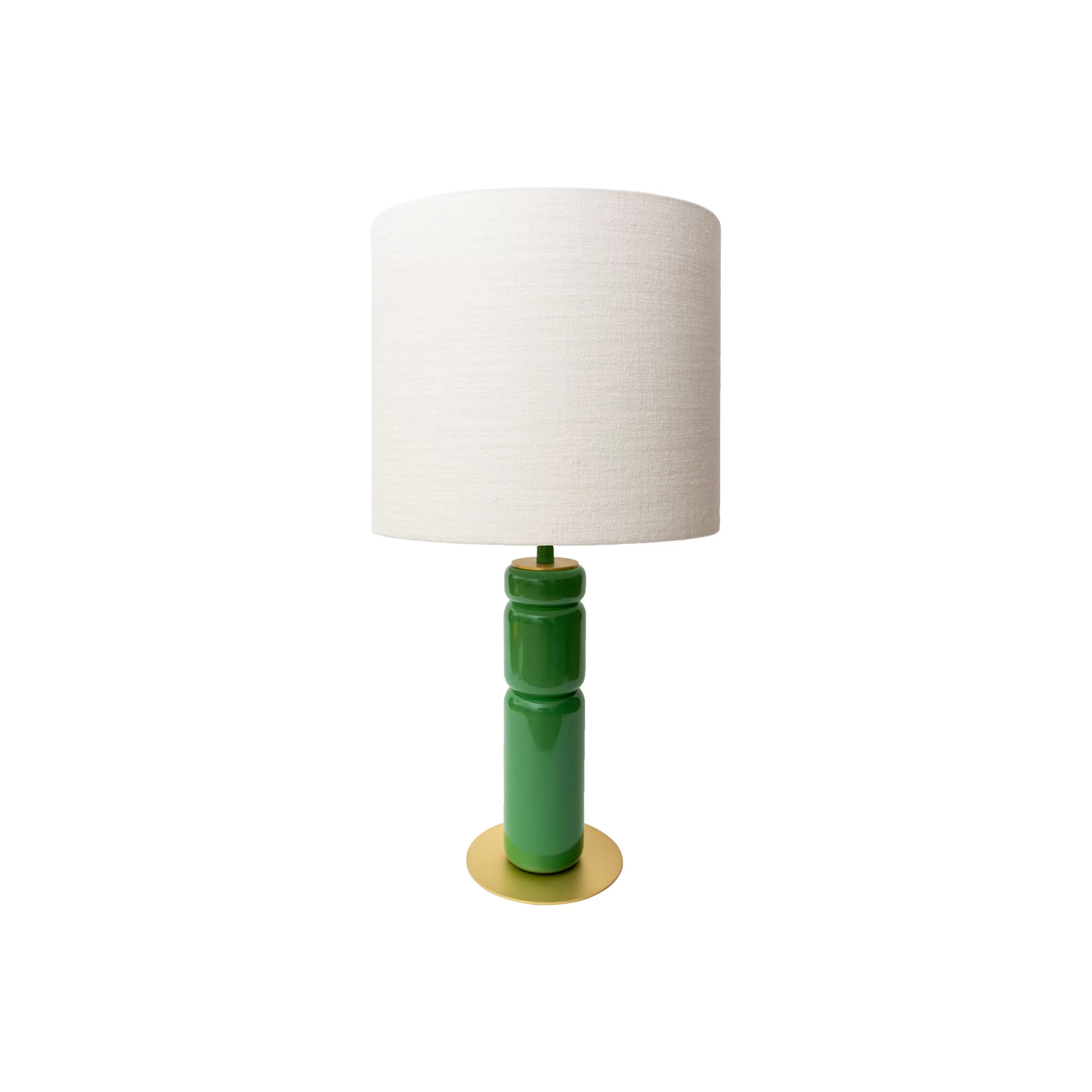 Lampes De Sol>POPUS EDITIONS Lampe De Table Petra Tissu Bois Vert / O 35 X H 73 Cm - Blanc - Or - Vert
