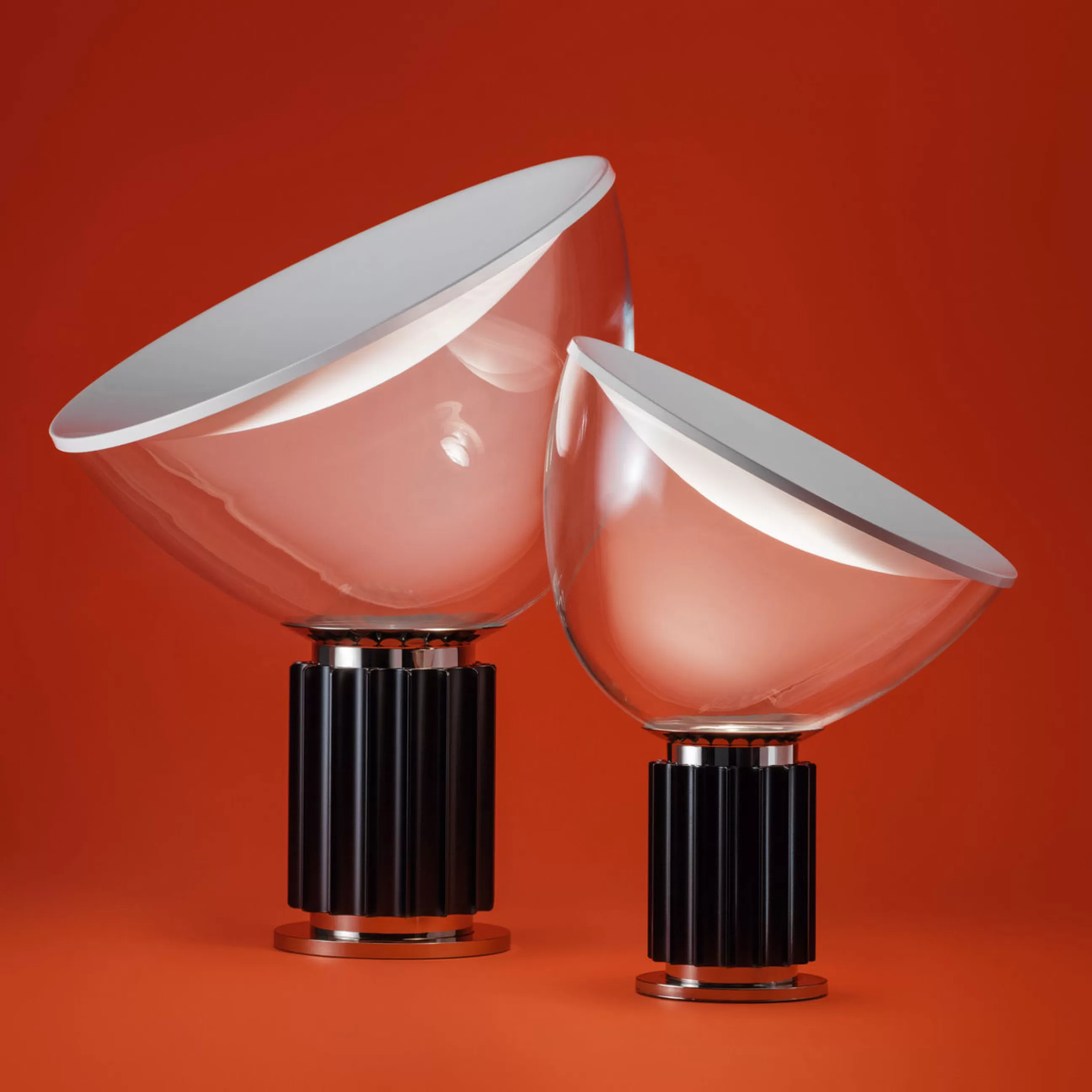 Lampes De Bureau>Flos Lampe De Table Taccia Led Small (1962) Metal Verre Noir Transparent /  H 48 Cm - Noir - Transparent