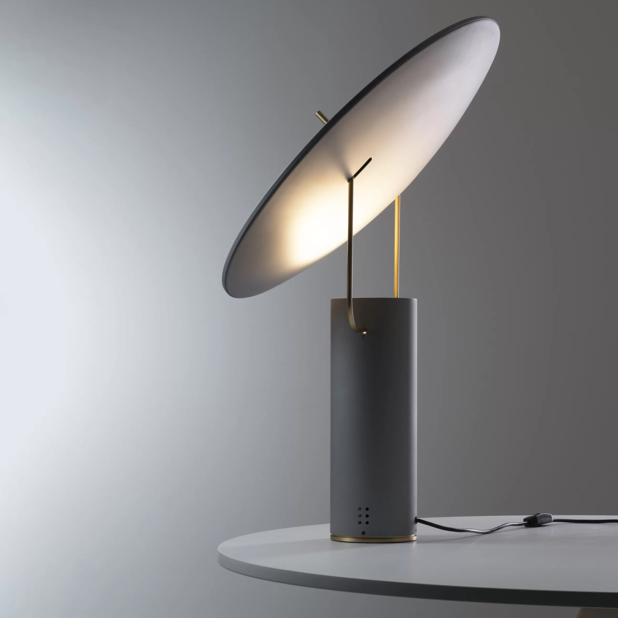 Lampes De Bureau>Martinelli Luce Lampe De Table Tx1 Led Large Metal Gris / O 60 X H 66 Cm - Gris Perle Mat - Laiton