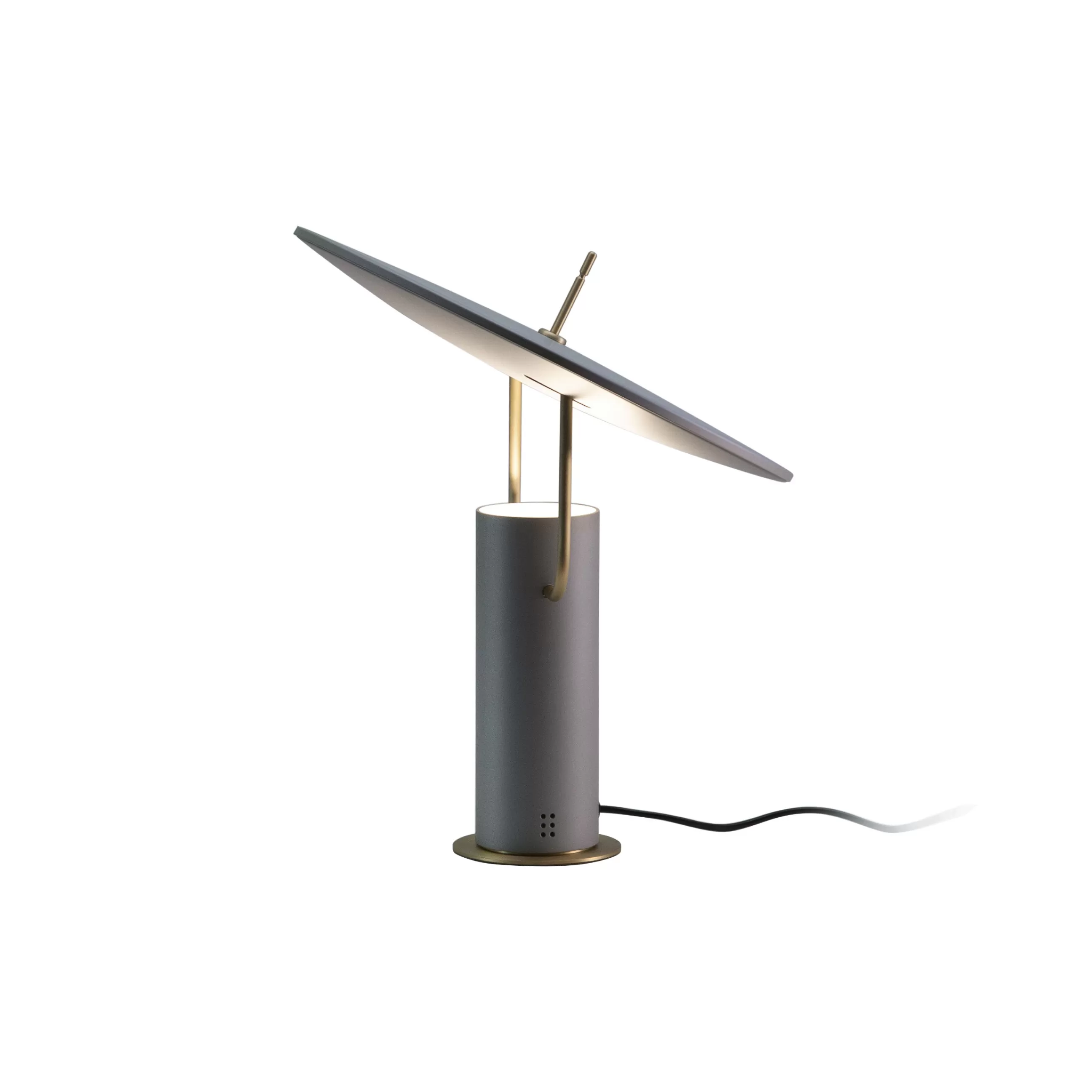 Lampes De Bureau>Martinelli Luce Lampe De Table Tx1 Led Medium Metal Gris / O 36 X H 40 Cm - Gris Perle Mat - Laiton