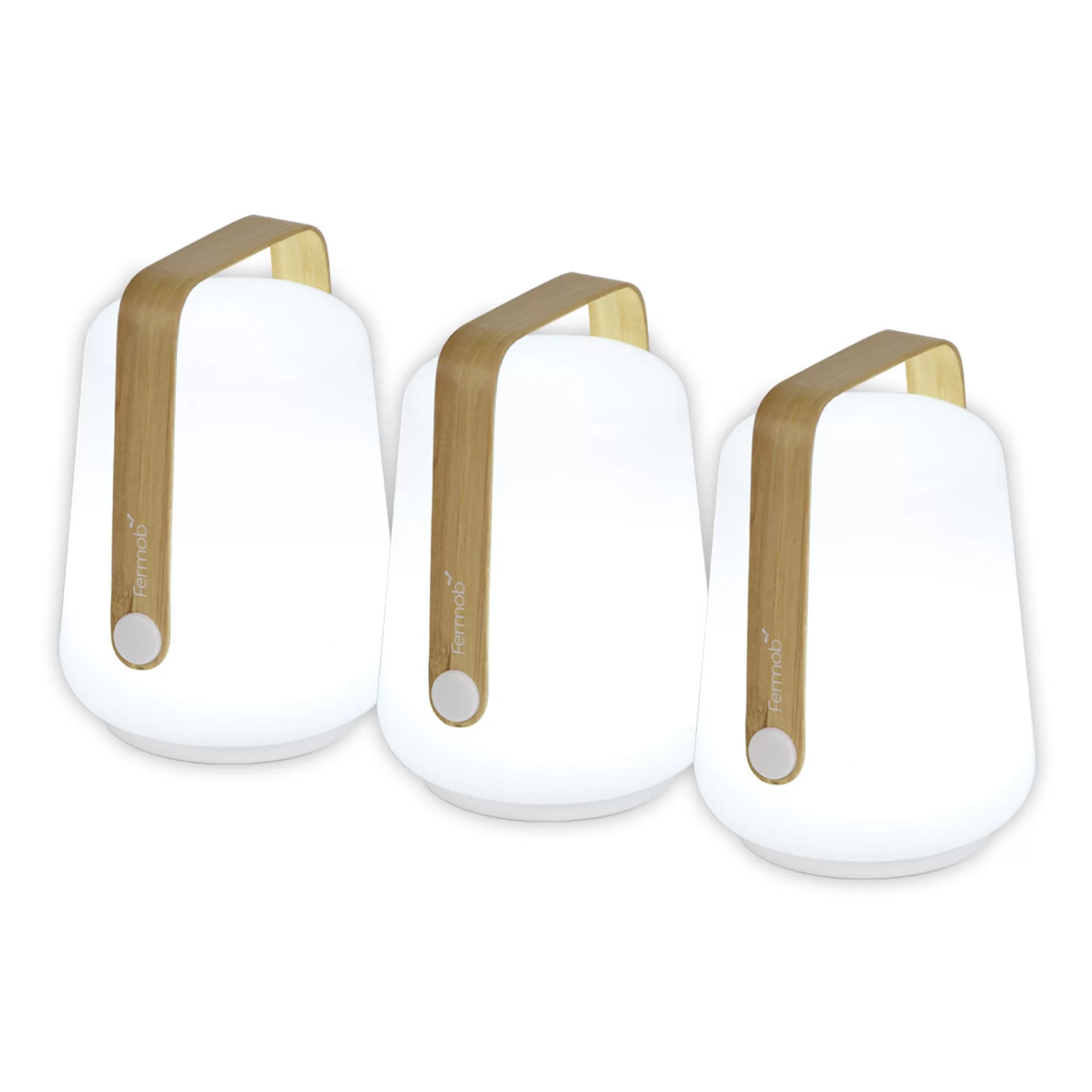 Luminaires D'extérieur>Fermob Lampe Exterieur Sans Fil Rechargeable Balad Bamboo Plastique Bois Naturel Plastique & Bois / H 12 Cm - Set De 3 - Bambou Naturel