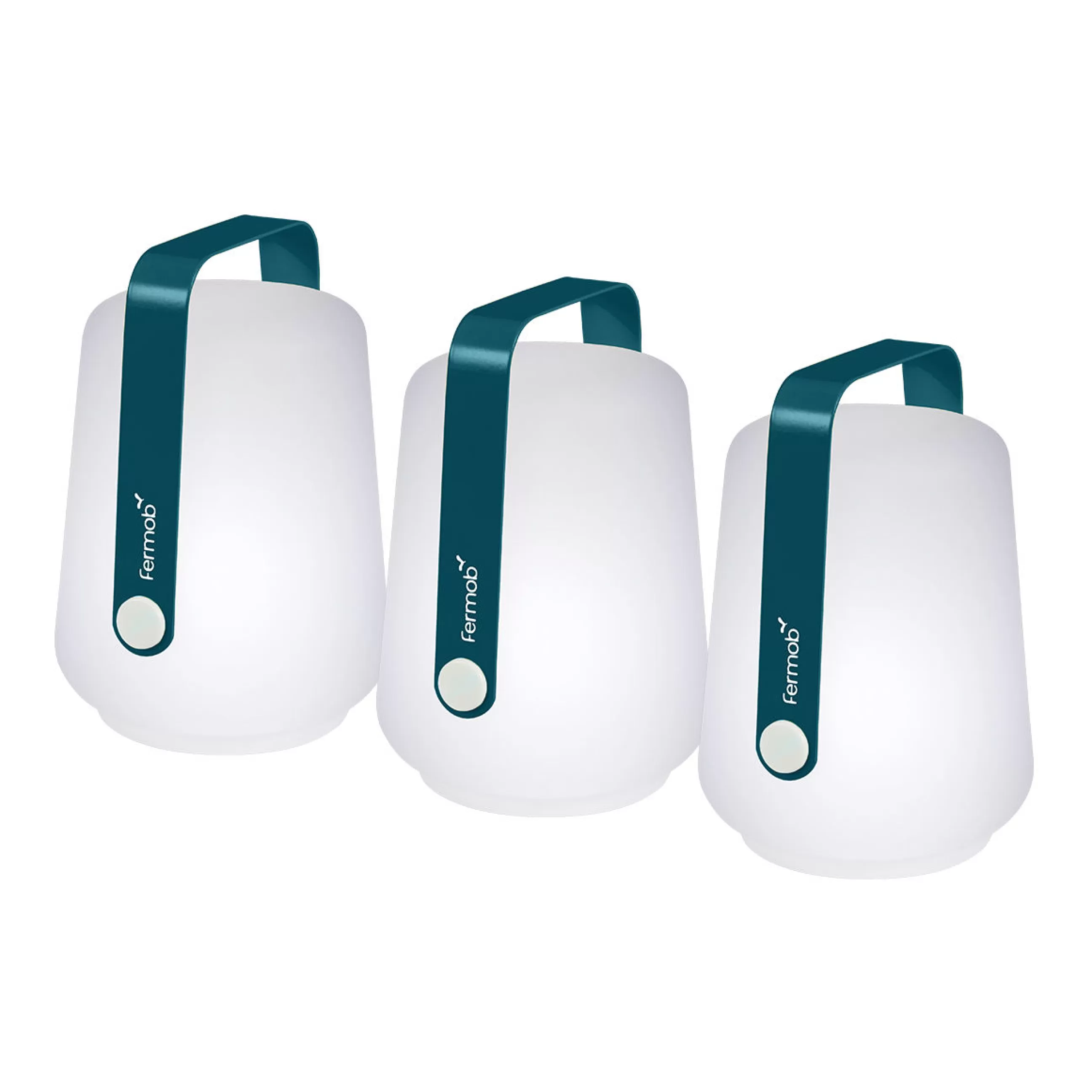 Luminaires D'extérieur>Fermob Lampe Exterieur Sans Fil Rechargeable Balad Led Plastique Bleu Plastique & Metal Bleu/ H 13,5 Cm - Set De 3 - Bleu Acapulco