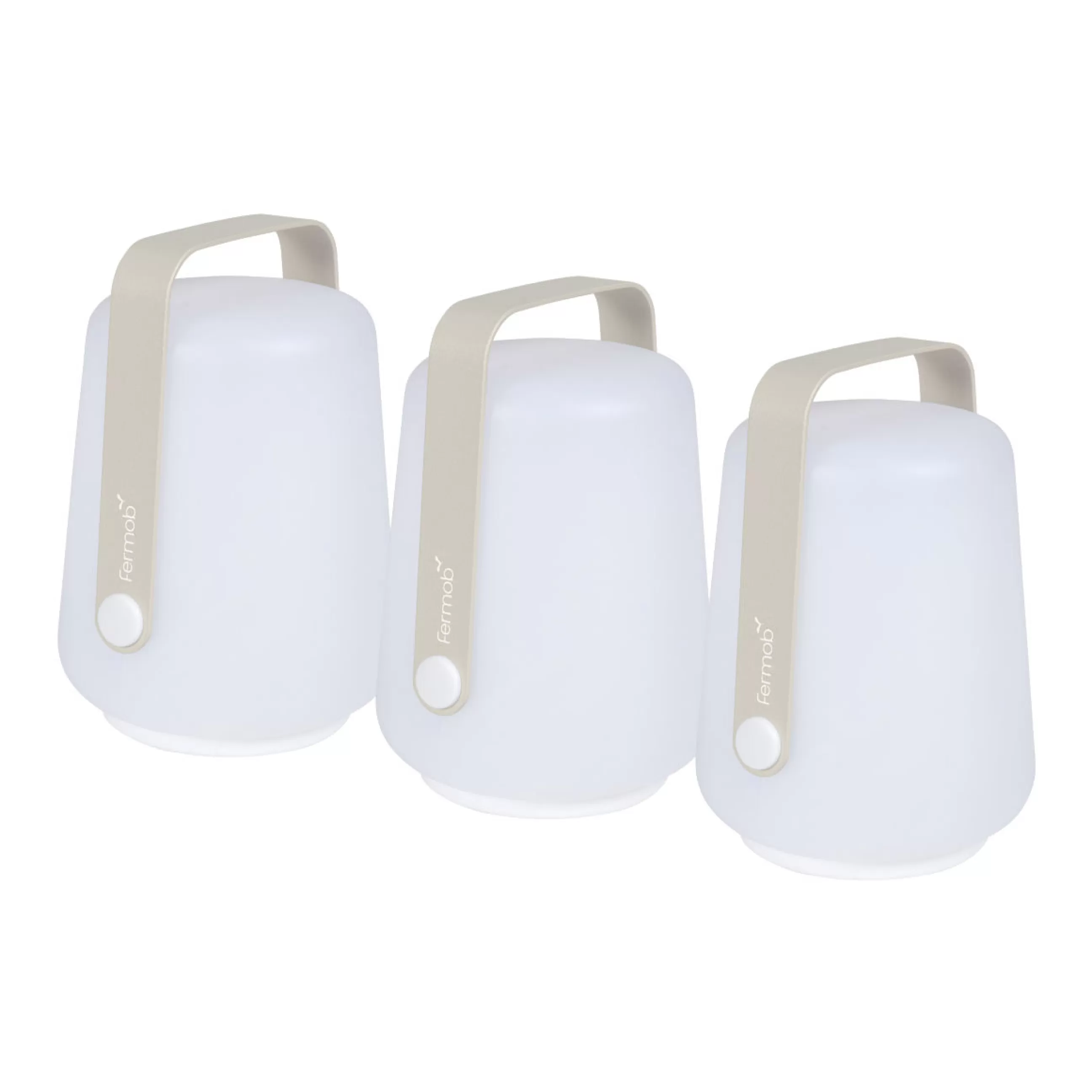 Lampes Sans Fil>Fermob Lampe Exterieur Sans Fil Rechargeable Balad Led Plastique Gris Plastique & Metal Gris / H 13,5 Cm - Set De 3 - Gris Argile