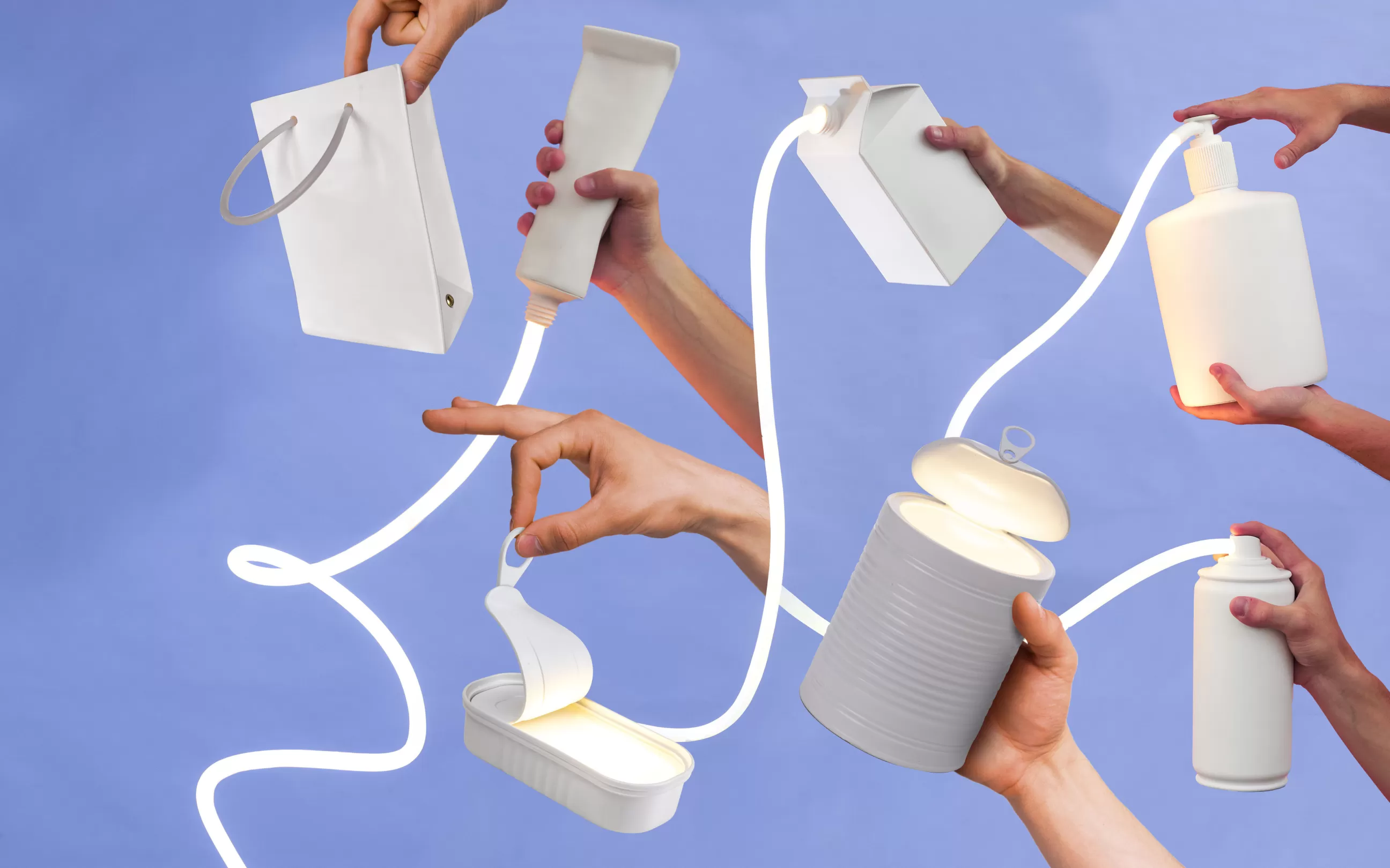 Dessous De Plat>Seletti Lampe Sans Fil Rechargeable Daily Glow - Sardine Led Plastique / Resine - O 11.5 X H 24,5 Cm / Usb - Blanc
