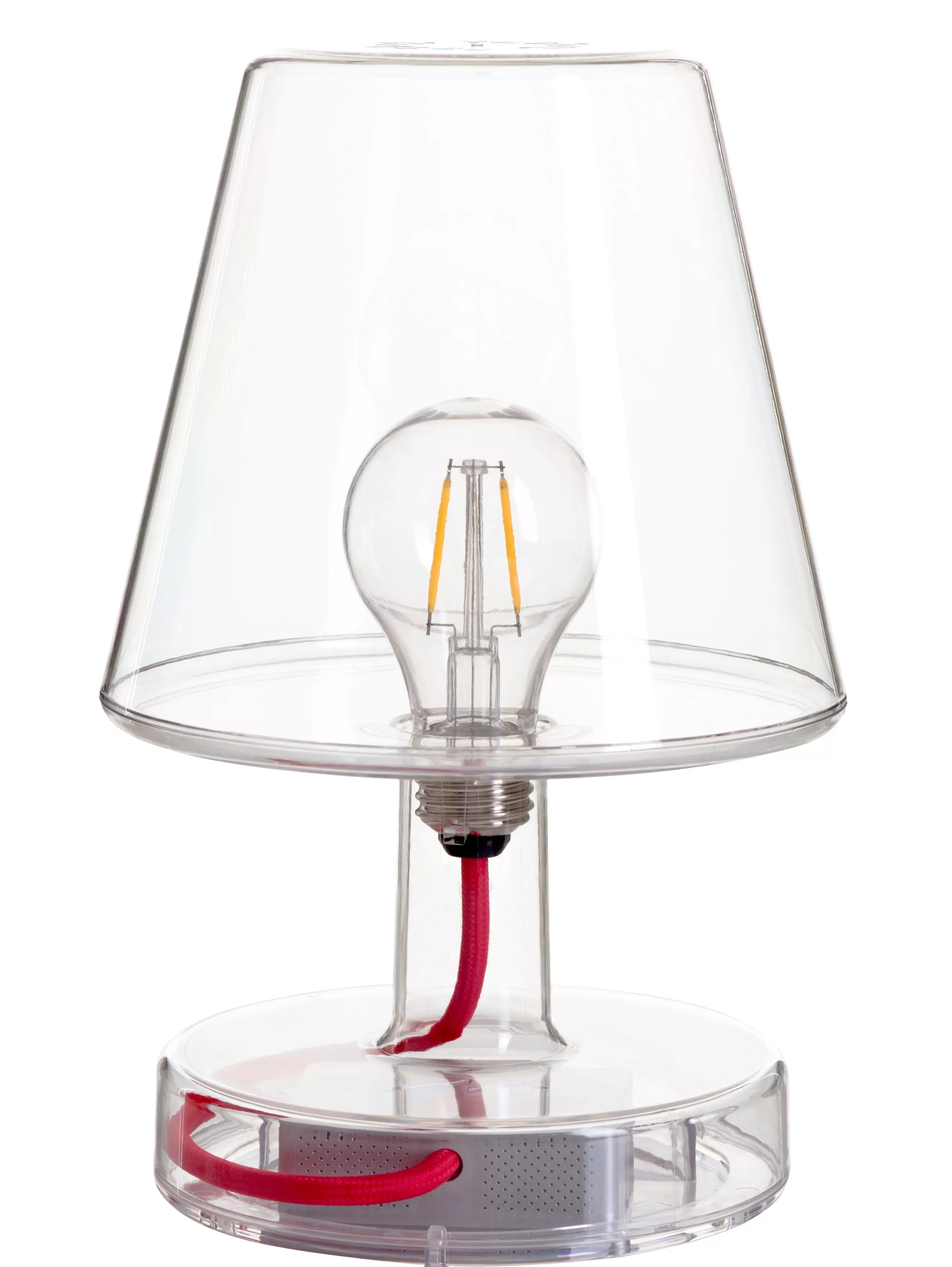 Lampes Sans Fil>Fatboy Lampe Sans Fil Rechargeable Transloetje Plastique Transparent / Led - O 16 X H 25 Cm - Rouge - Transparent